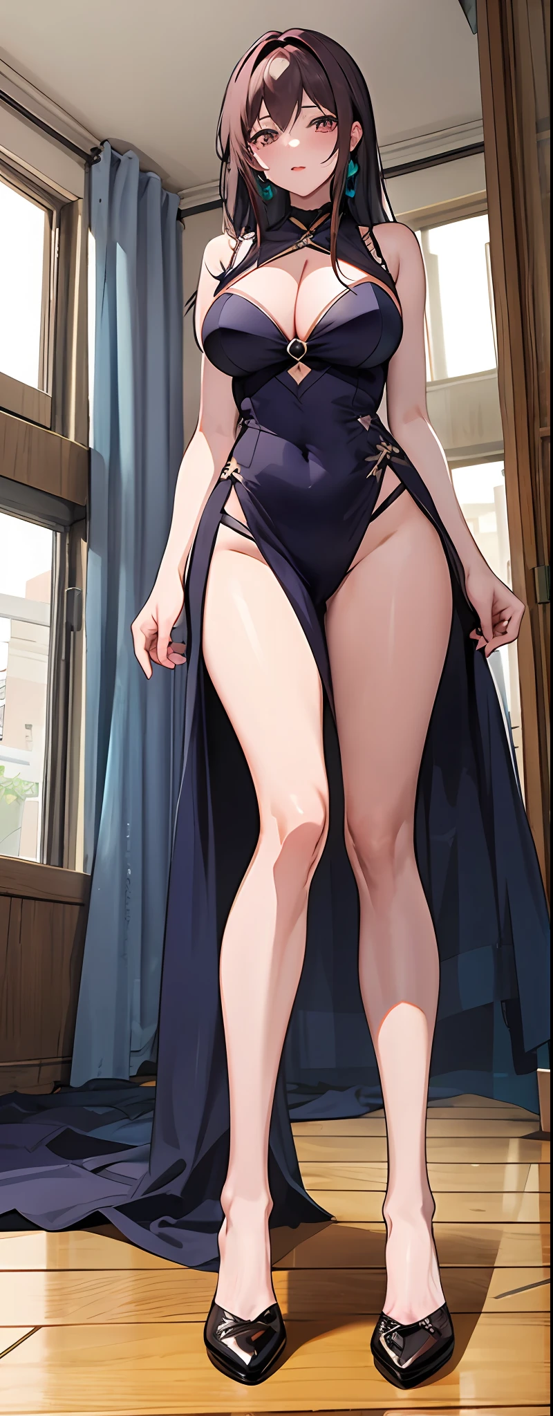 big assa,upper legs,Deep cleavage,Dress revealingly