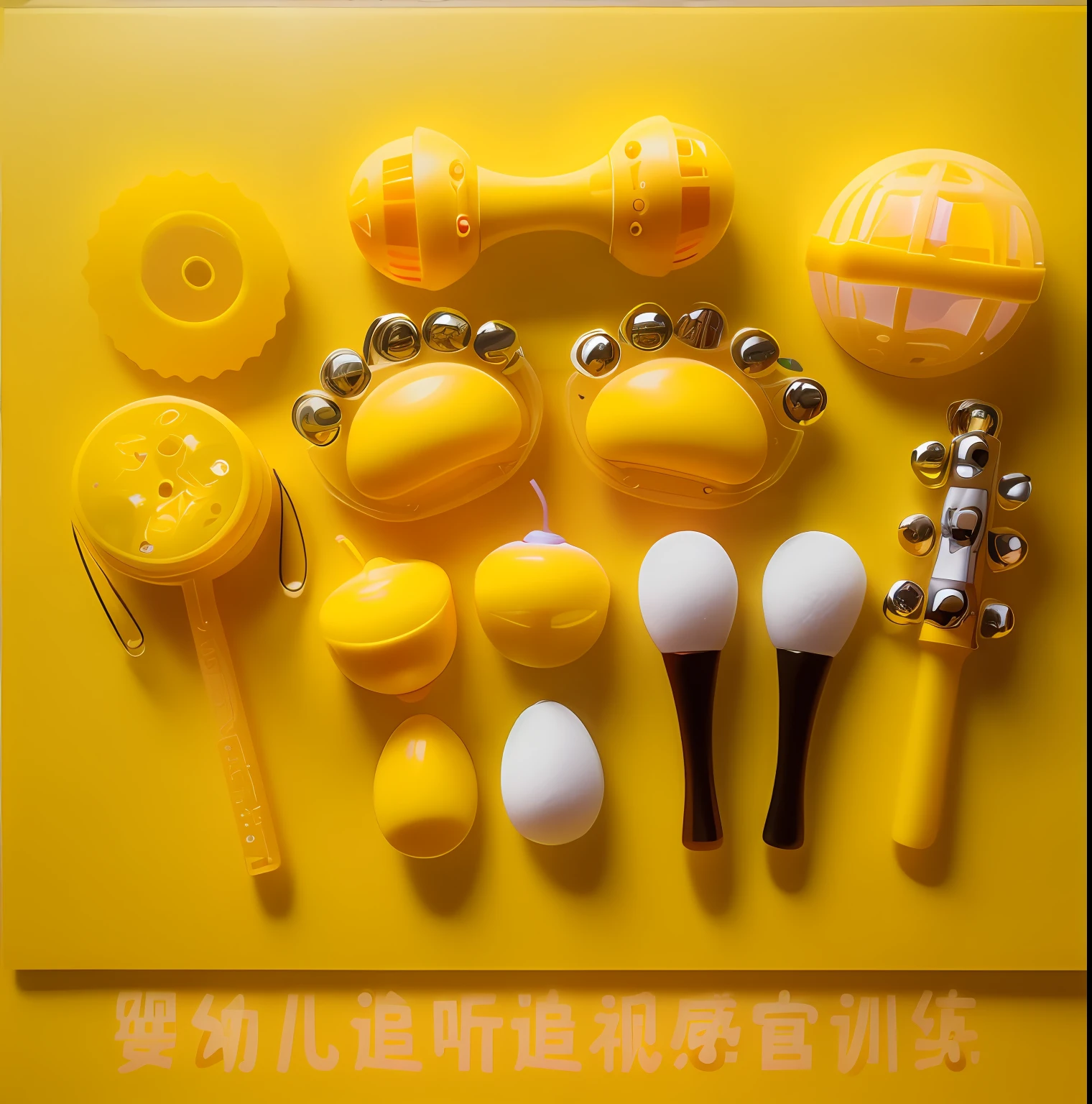 kids toy,toy package,new musical instruments,plastic toy,Musical instruments,A biopunk toy made in China displayed in close up on yellow background。