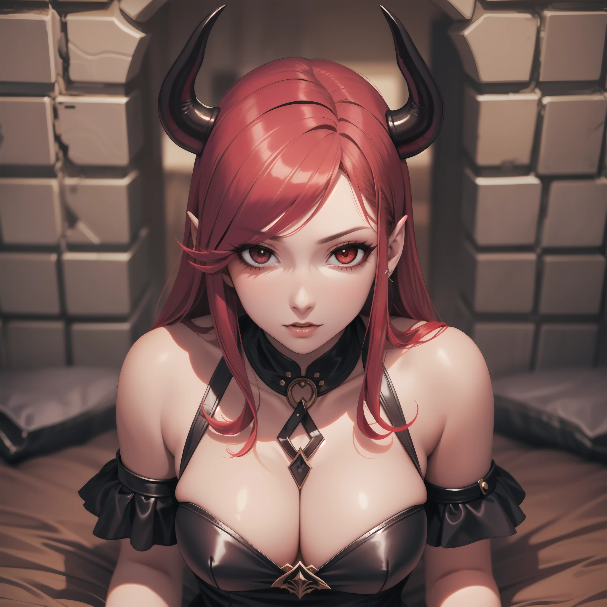 1 , succubus, cabelo curto, cabelo vermelho, ruiva, asas negras, castlevania, 25 anos, espartilho preto