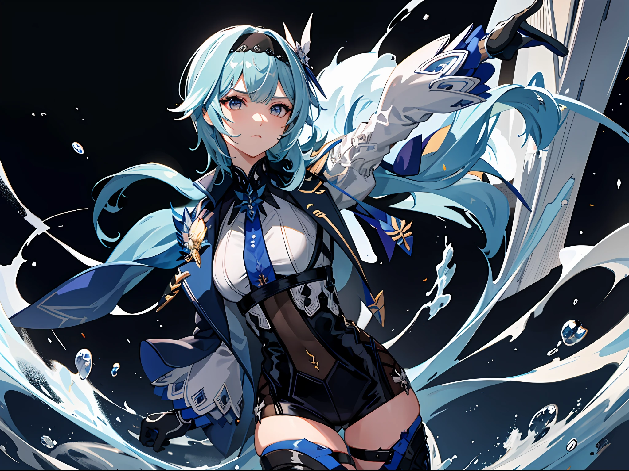 {{{{tmasterpiece}}}}， {{{ultra - detailed}}}， {{{High- sharpness}}}， {{Good anatomy}}， （（（best qualtiy）））， （（Extremely refined and beautiful））， {{Extremely detailed and refined}}， {8k CG wallpaper}， {stunning art}， {{illustratio}}， {astounding}， Original， mature， （（half-body shots））， （（paleskin））， 复杂， （depth of fields）， Highly detailed body， （（（tmasterpiece）））， （extremely high quality artwork）， 详细的脸， tmasterpiece， Best quality at best， Incredibly Ridiculous res， （（best qualtiy））， （ultra - detailed）， （beatiful detailed eyes）， （（（Galactic eyes）））， （（Bored eyes））， Helf eyelid eyes， ultra intricate， Extremely detailed girl， 美丽细致的眼睛， vibrant eyes， Ray traching， [[vivd colour]]]， From the waist up， Kizi， tack sharp focus， [[best qualtiy]]， illustratio， dynamic angle， depth of fields， Dinamic Light， 1girl， （long whitr hair， hair straight））， blue  hair， the hair， Silky hair， Dynamic hair， mediuml breasts， （eBlue eyes）， sharp sharp eyes， long eyelasher，（（white  shirt）），black necktie，camisa casual，scowling，bored expression，dynamic lights，God Ray，cinematic lightning，（ultra - detailed：1.3），Cloudy background，Concrete floor
（Magazines：1.3）， （Cover style：1.3）， Fashionab， woman， with dynamism， garments， posing on a， frontage， rich colourful， dyna， Background with， element in， self-assured， Expressing the， halter， statement， Accessories， A majestic， coil， Runt， Touching pubic area， Scenes， text， Cover of a， Bold， attention-grabbing， titles， Fashionab， typeface， Catchy， titles， more big， attention-grabbing， modern day， Fashionab， focal， Fashionab，Dark style