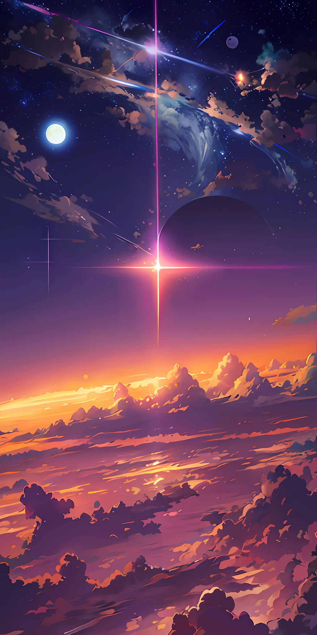anime anime wallpapers with a view of the sky and stars, cosmic skies. by makoto shinkai, anime art wallpaper 4 k, anime art wallpaper 4k, anime art wallpaper 8 k, anime sky, amazing wallpaper, anime wallpaper 4 k, anime wallpaper 4k, 4k anime wallpaper, makoto shinkai cyril rolando, anime background art