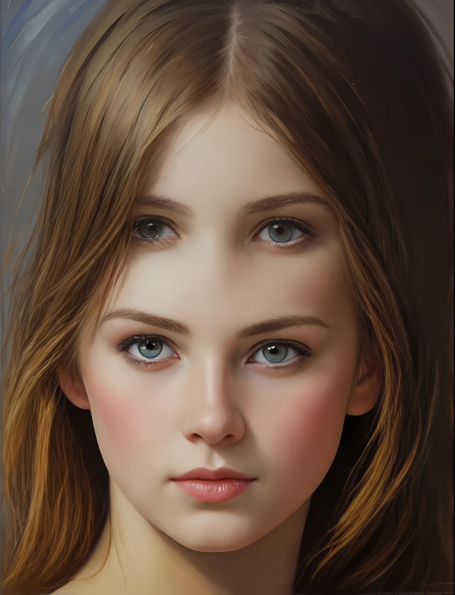portrait, girl, middle ages, classicism, andrey atroshenko style, painting, traditional media, realistic, detailed symmetric eyes, detailed gorgeous face, figurative, fine art, oil on canvas, HDR, 8K, original character, high resolution, high detail, focus on the face