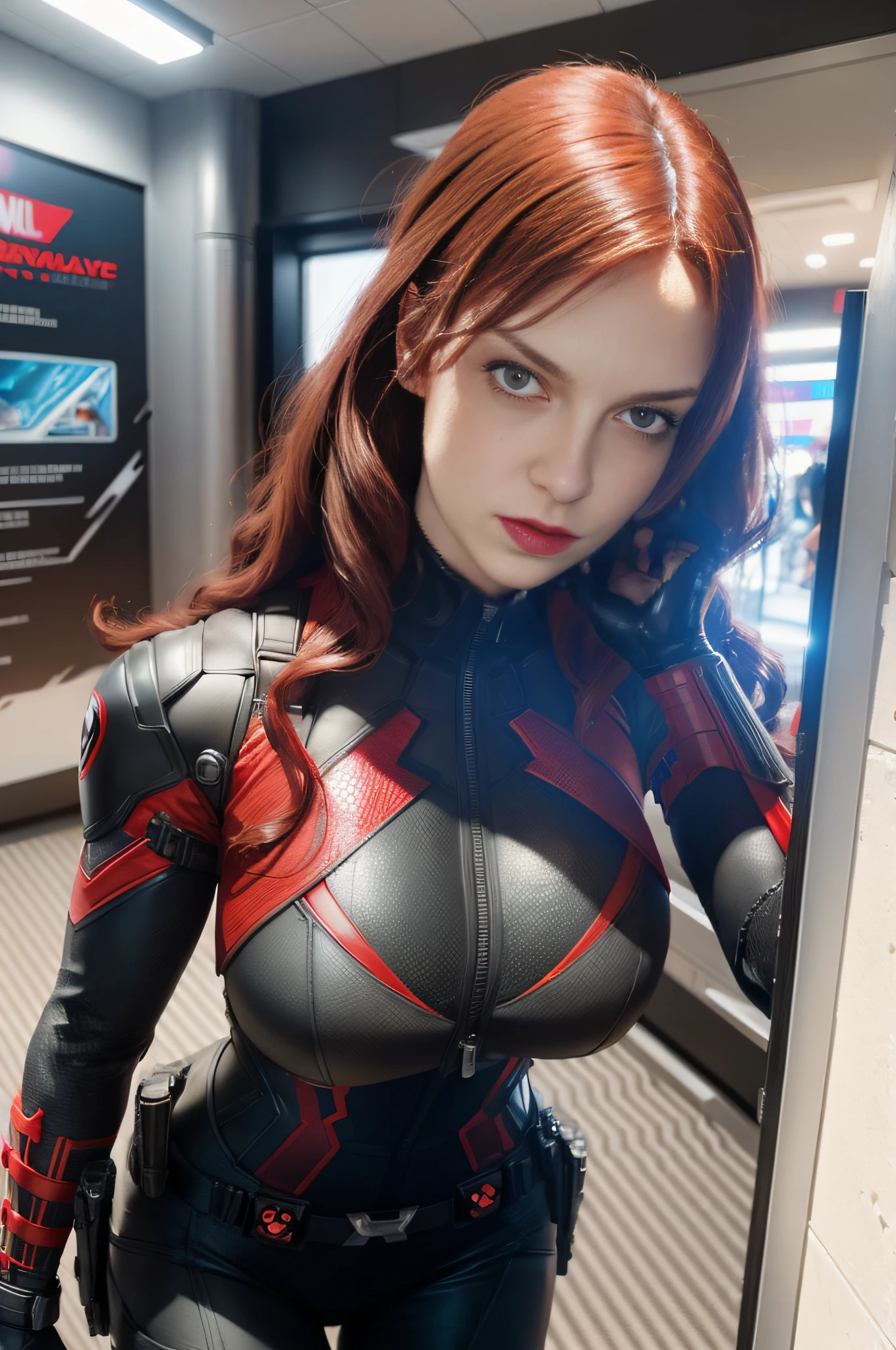 Marvel, Black Widow, realisticamente, dynamic lights, filmagem completa, (papel de parede 8k extremamente detalhado da unidade CG), trending on ArtStation, trend at CGSociety, alto detalhe, foco nítido, dramatic, fotorrealista, curvilinea