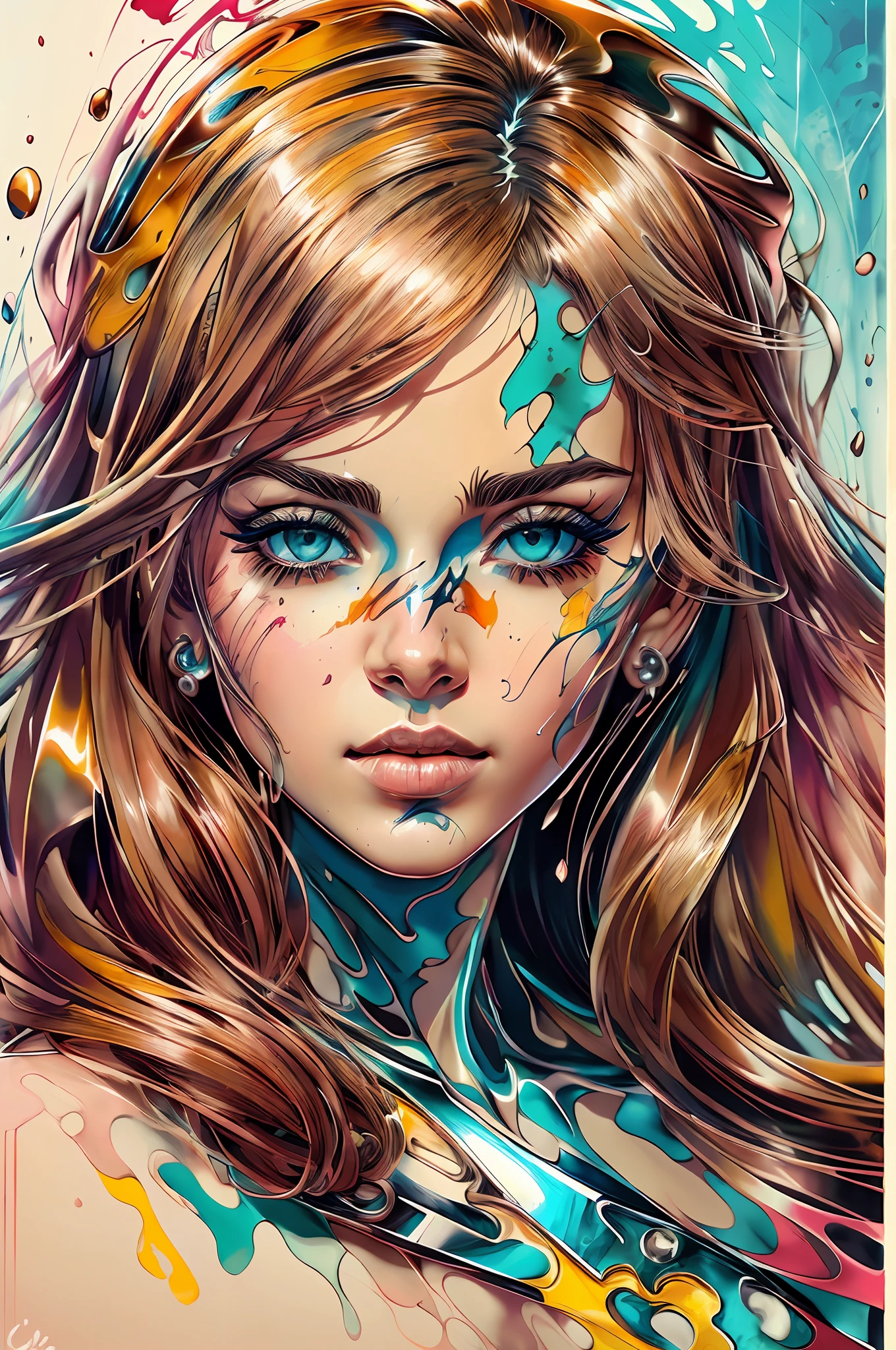 princesa guerreira forte, centrada, visual chave, intrincado, olhos azuis claros, altamente detalhado, breathtaking beauty, lineart preciso, vibrante,Splash, Comprehensive cinematic, Carne Griffiths, Conrad Roset, (o retrato mais bonito do mundo:1.5)