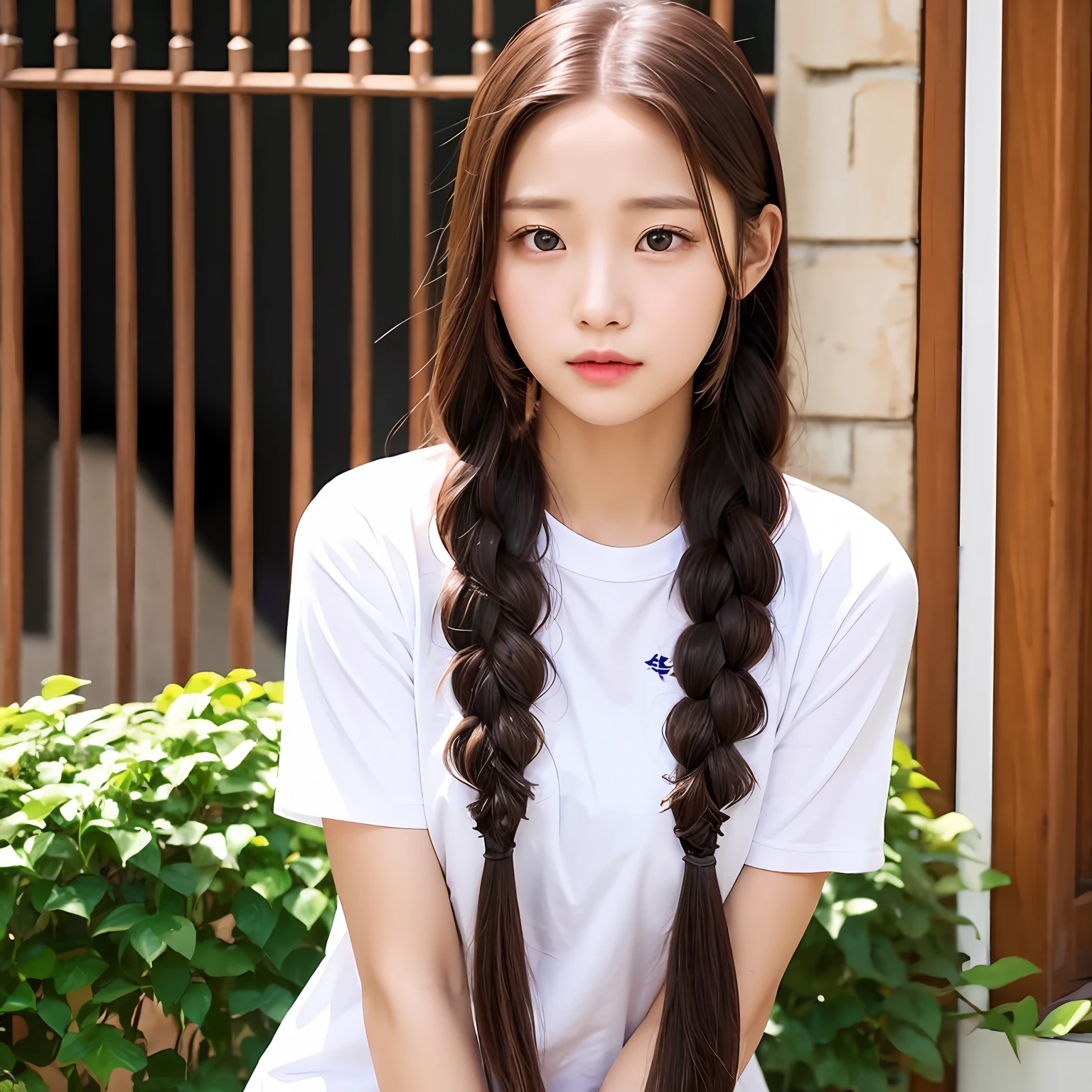Female youth campus with long braids, Pure eyes