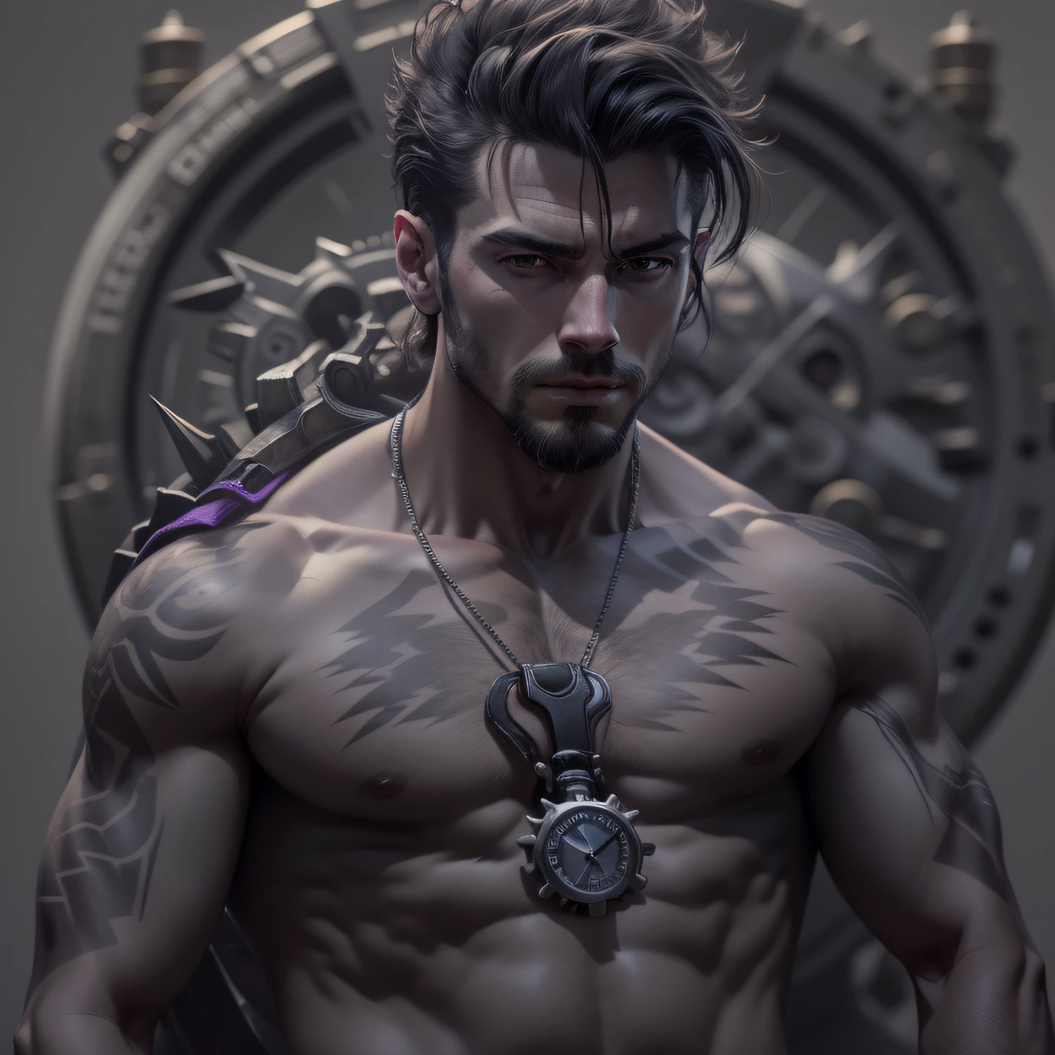 (8k, Foto RAW, melhor qualidade, master part:1.2), (CG extremamente detalhado, ultra-detalhado, Melhor sombra),(master part), 1 Homem, Cabelos longos(pretos), cabelo amarrado, espada longa(embainhada), pocketwatch(rachado)