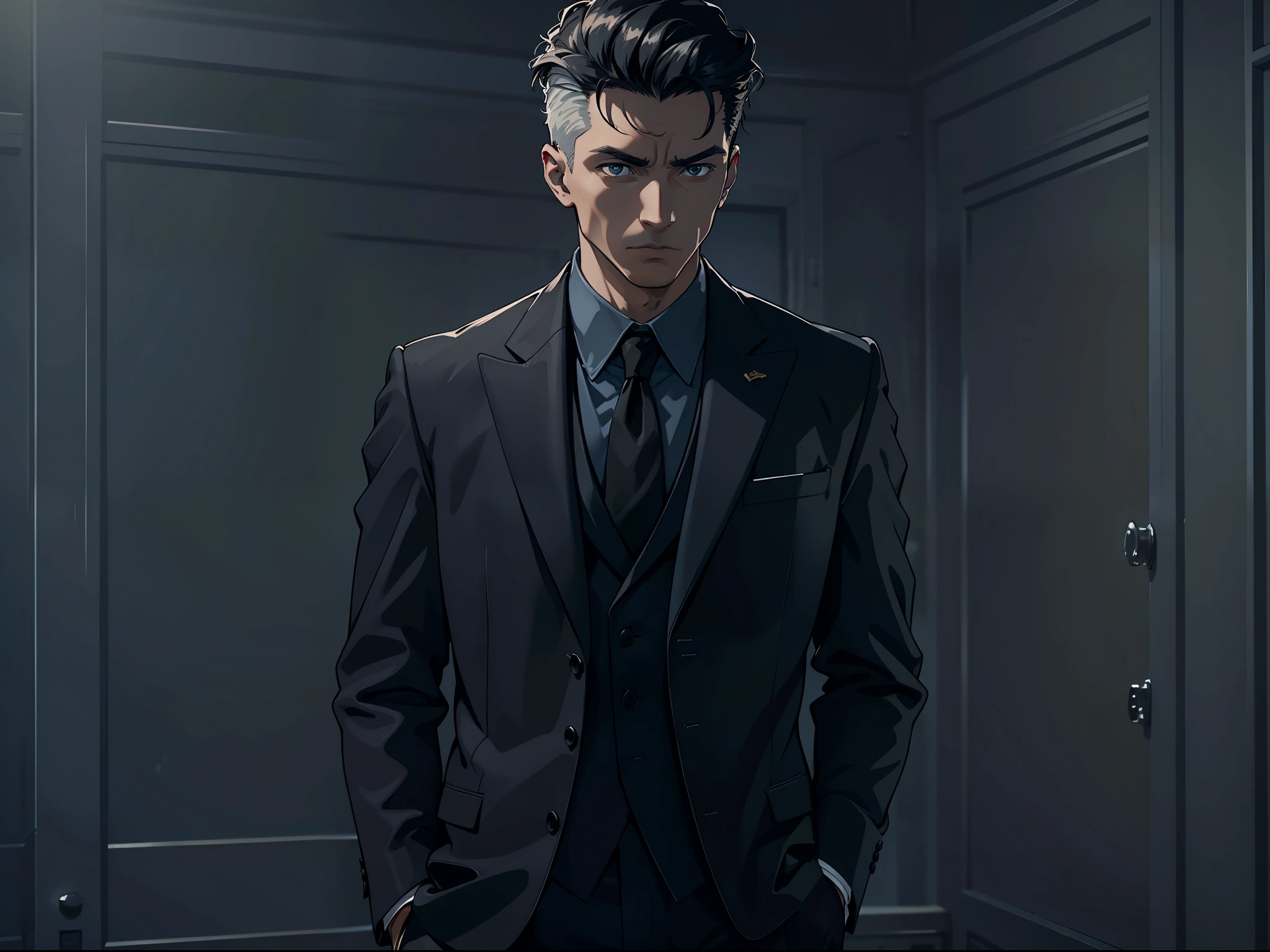 A man wears a black suit ,4K