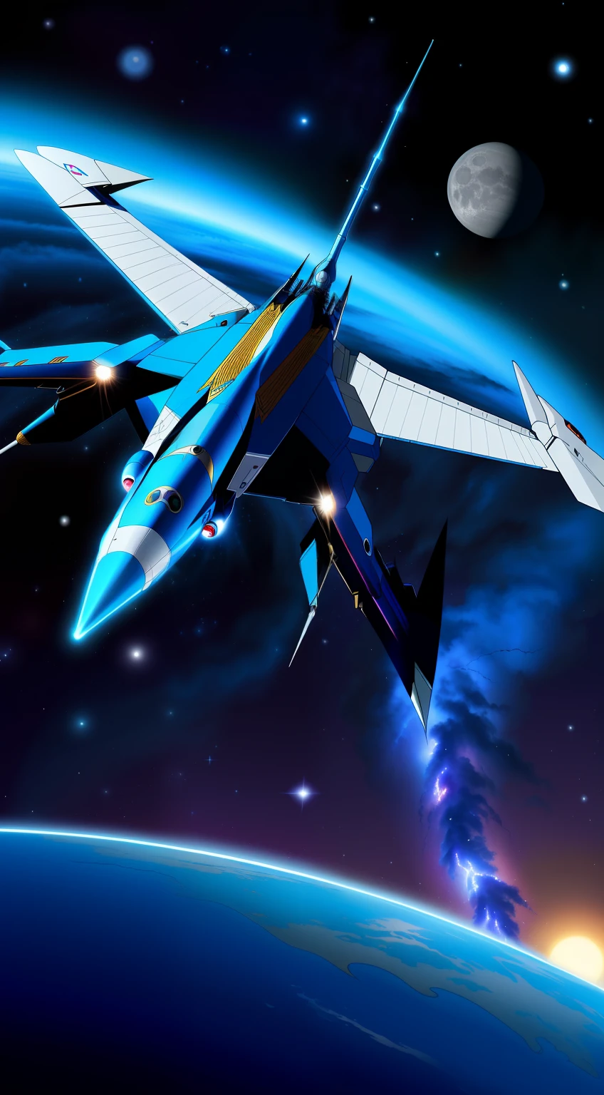 "((4k画质,tmasterpiece,best qualtiy)),Blue giant spaceship,starrysky,sci-fy。"meticuloso