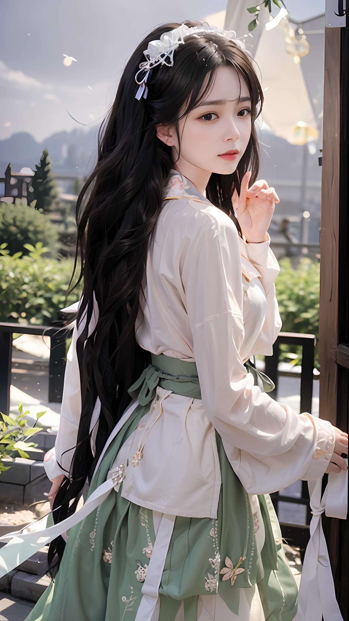 tmasterpiece，（best qualtiy：1.2），（super-fine：1.2），illustratio，（Extremely refined and beautiful：1.2），Movie Angle，floatking，（beatiful detailed eyes：1.1），（Detail light：1.1），（Hand detail：1.1），Mori girl，Hanfu，Yuzu，naive，A plant