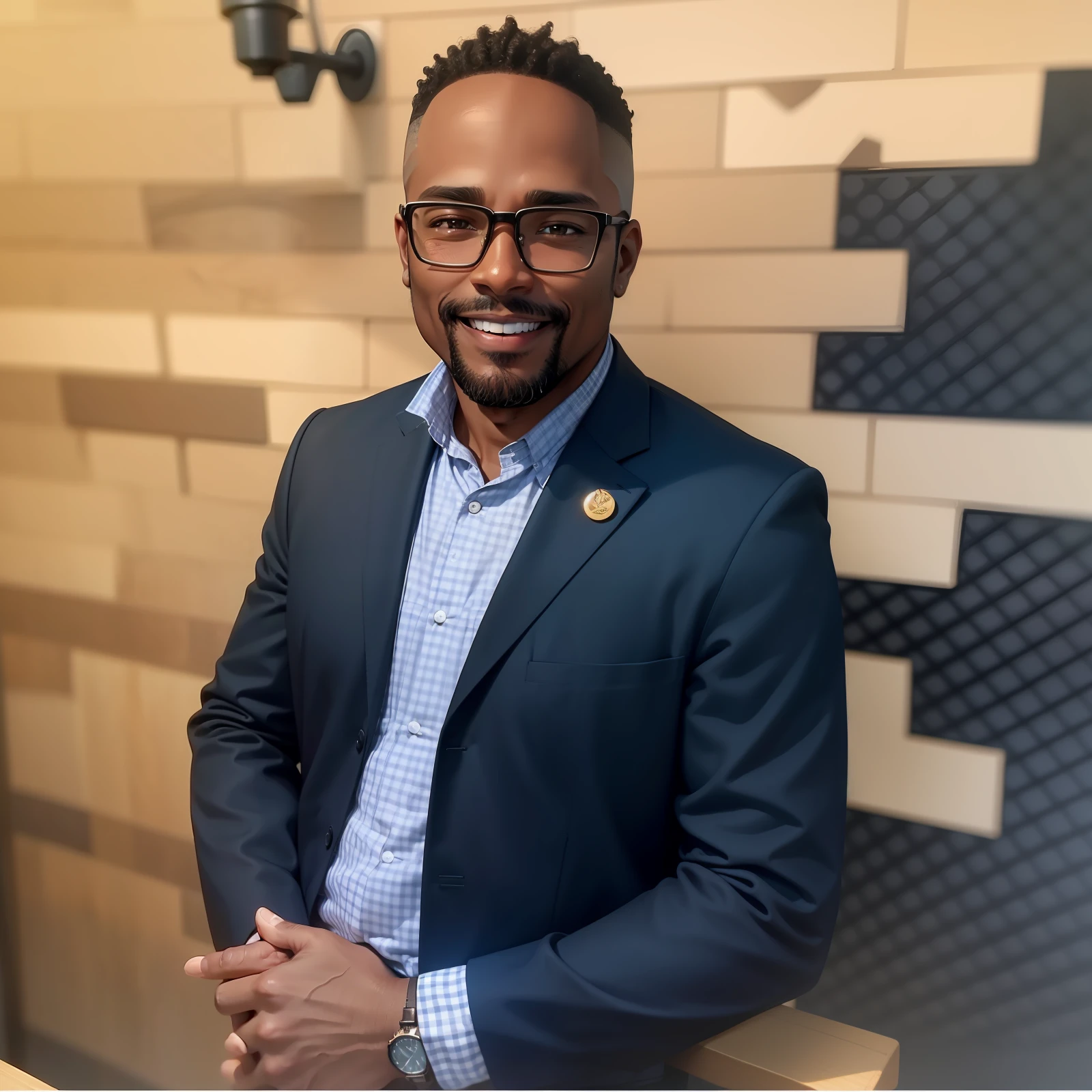 40-year-old man, brown skin color, with a beautiful smile, with facial hair. --auto