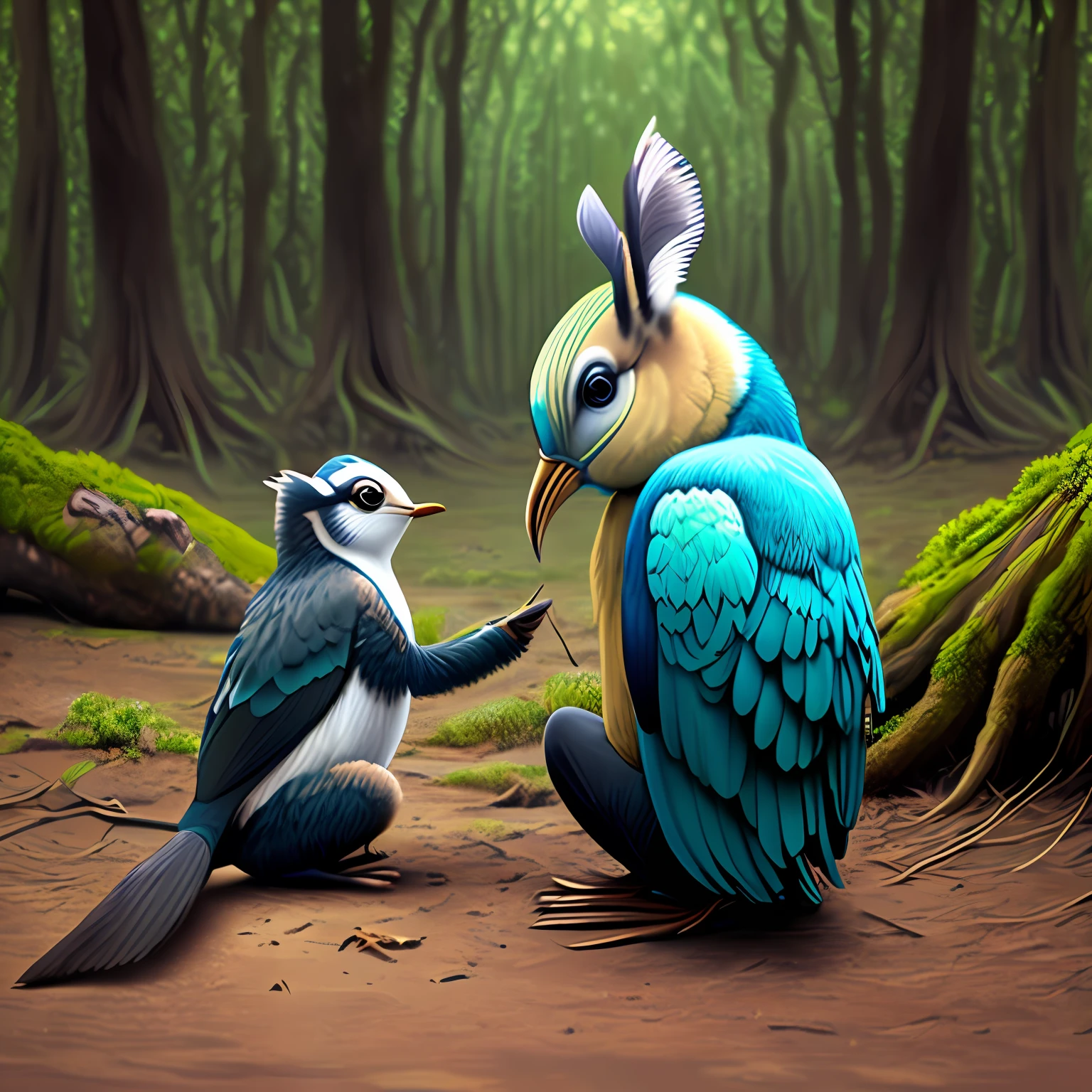 Eu preciso criar um prompt de uma floresta com um coelhinho conversando com uma coruja --auto