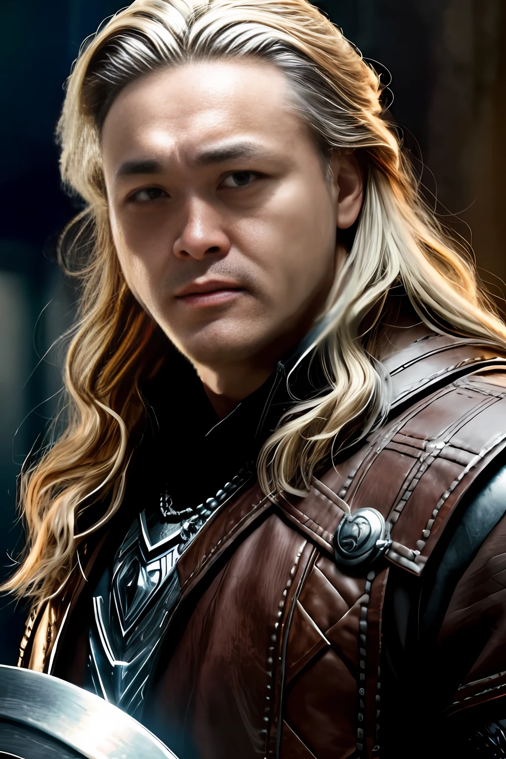 masterpiece, best quality, realistic, half body shot of Odin, marvel cinematic, detailed face, 8k, uhd, sharp focus