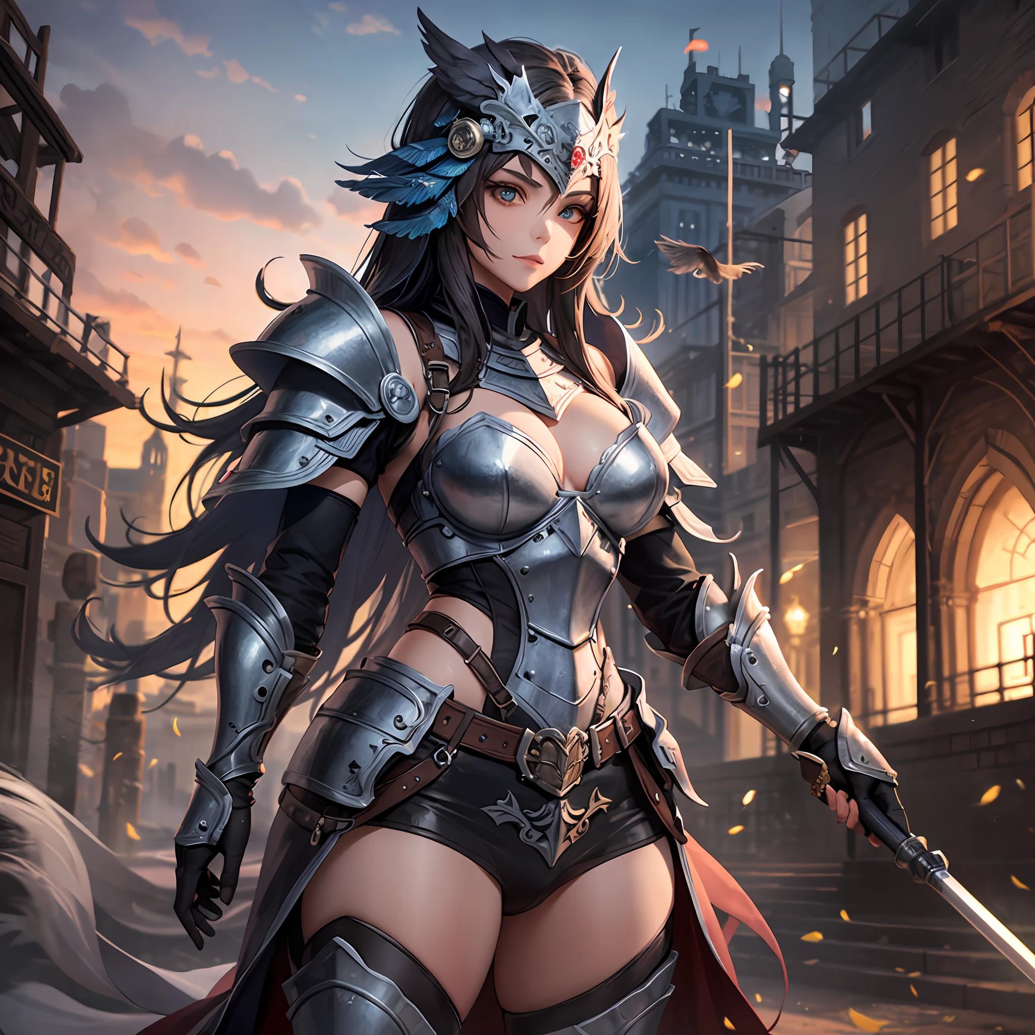 Warrior duck solid steel armor and rusty iron full of corrosion, enchanted club with acid decoration intricate detailing