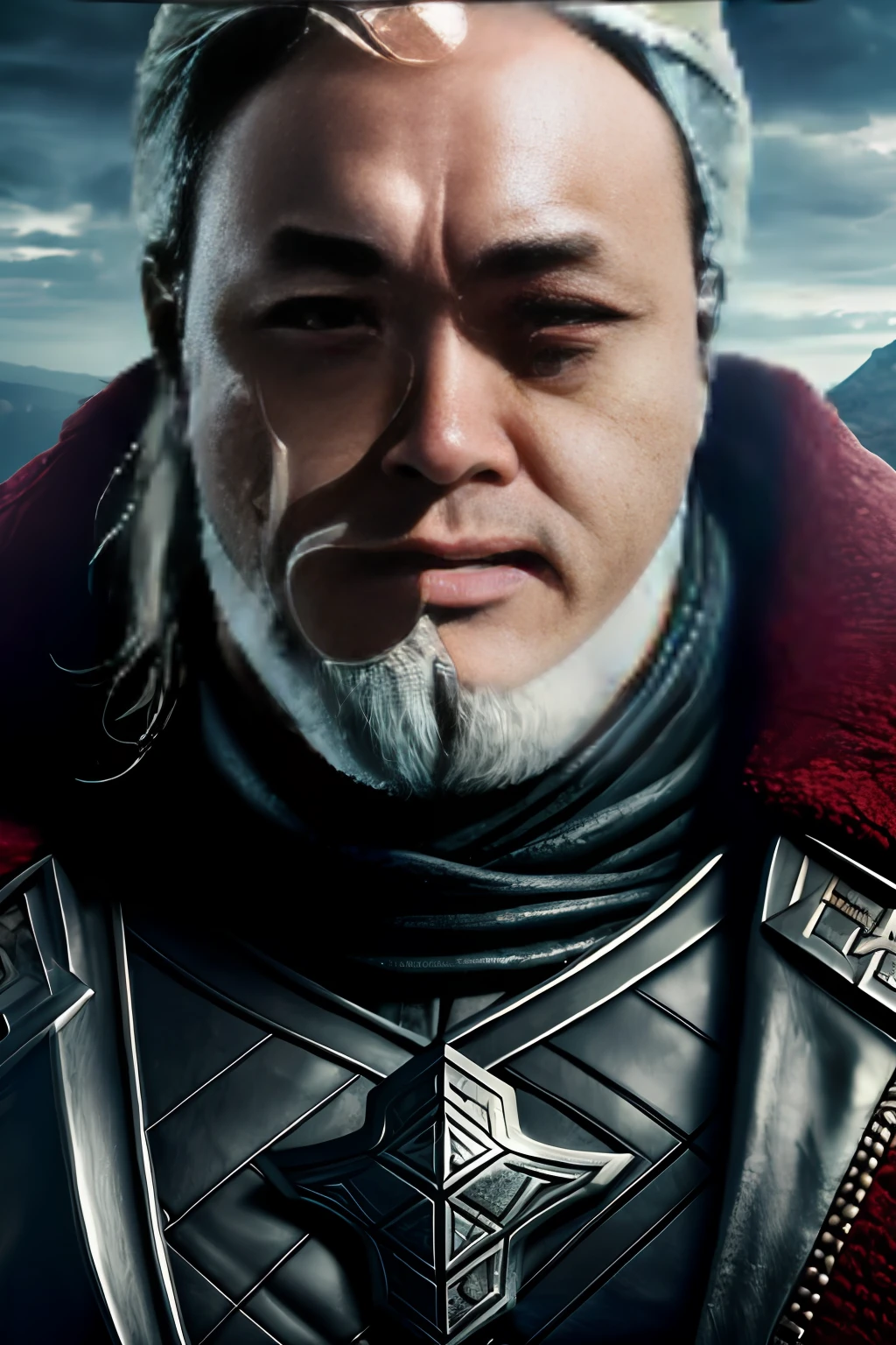 masterpiece, best quality, realistic, half body shot of Odin, marvel cinematic, detailed face, 8k, uhd, sharp focus