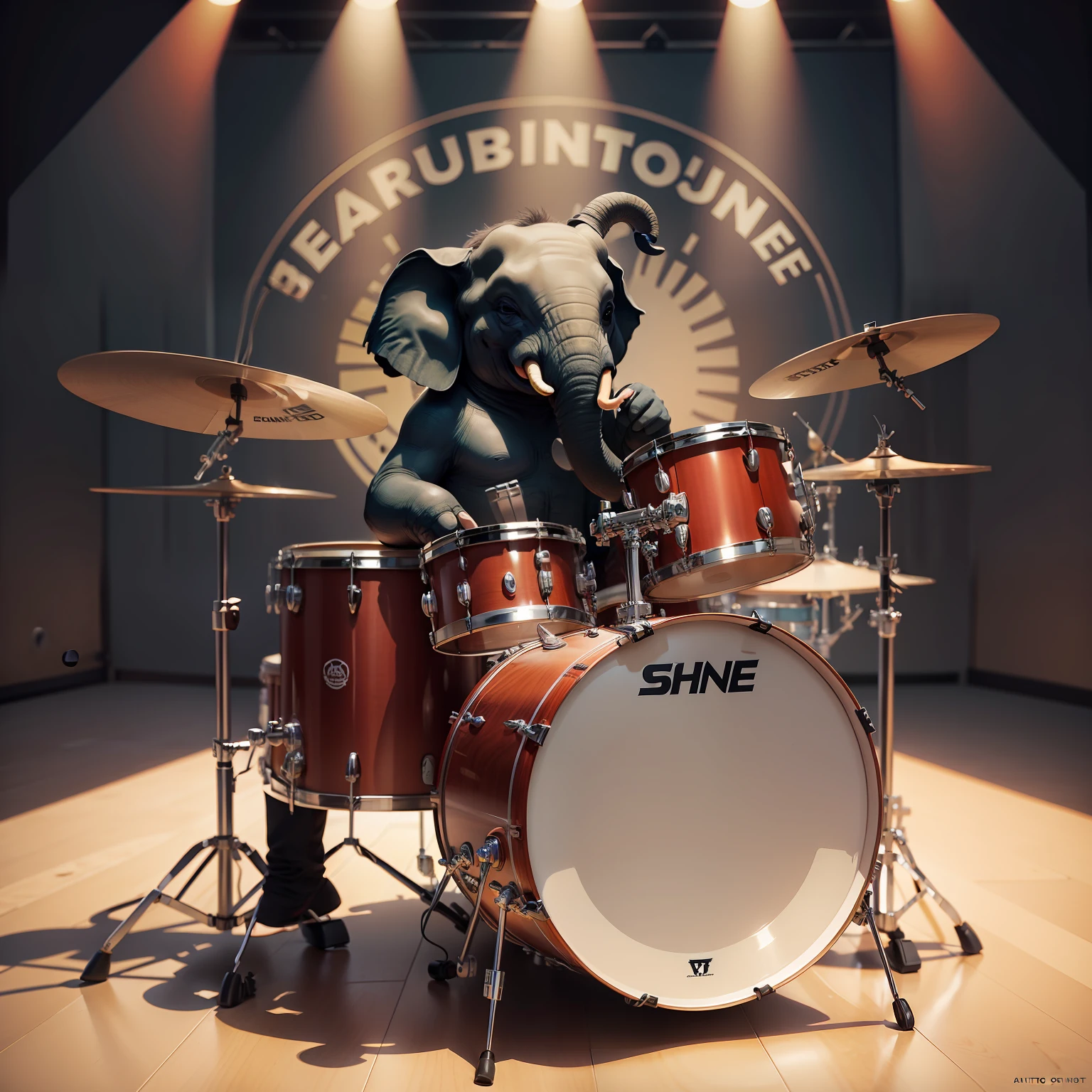 Cute Elephant charicature drummer --auto