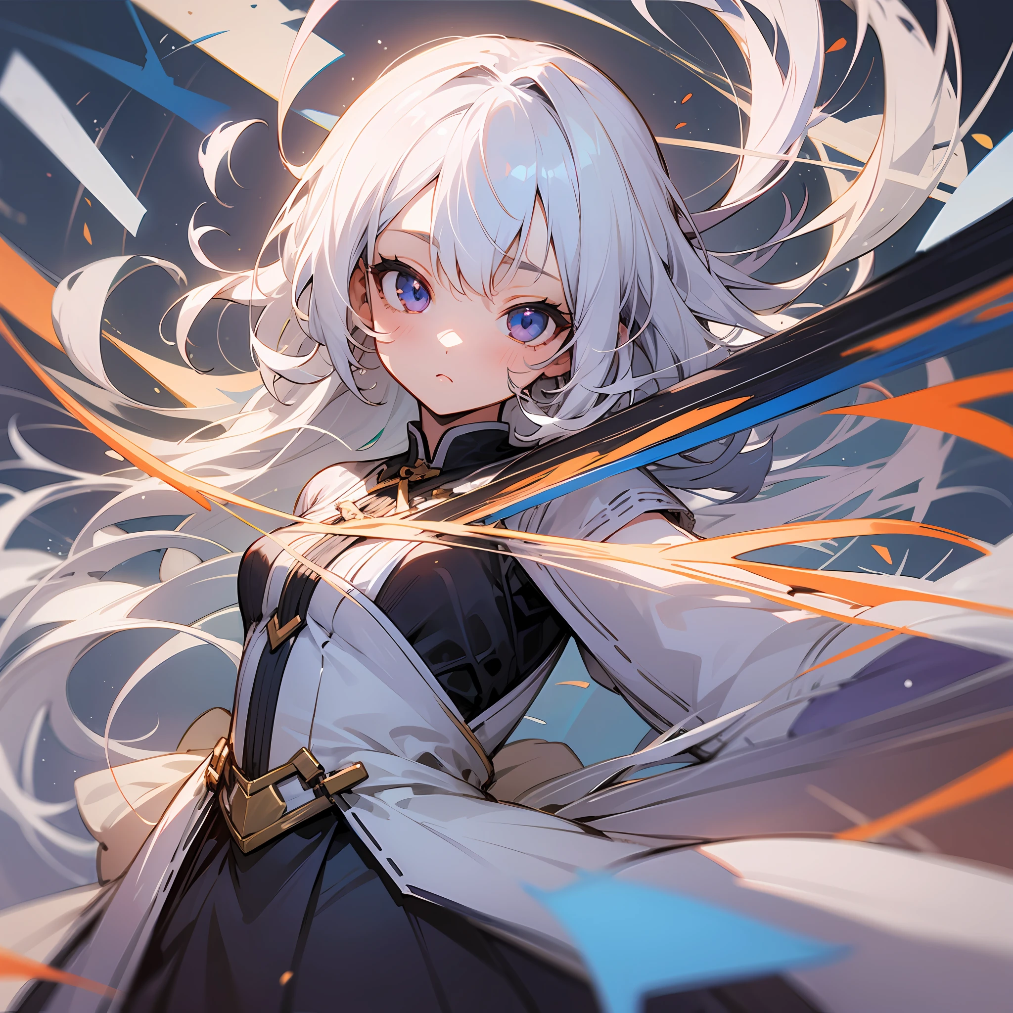 ((Best illustration)), super clear and delicate, dynamic angle, dynamic posture, (1girl), loli style, white hair, clear eyes, small body. --auto --s2