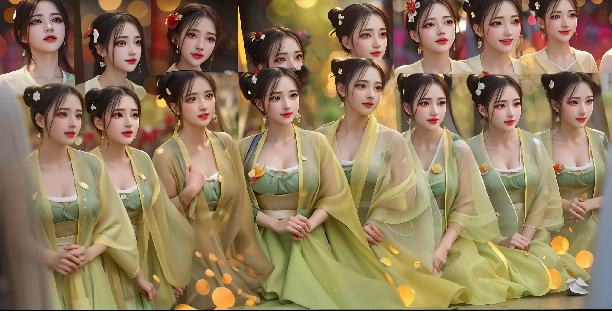 best quality,masterpiece,highres,cg,
splashing,upper body,hair bun,black hair,
lighting,candid,Photograph,high resolution,4k,8k,Bokeh, very detailed everything, very beautiful faces, very beautiful eyes, white skin, big breast