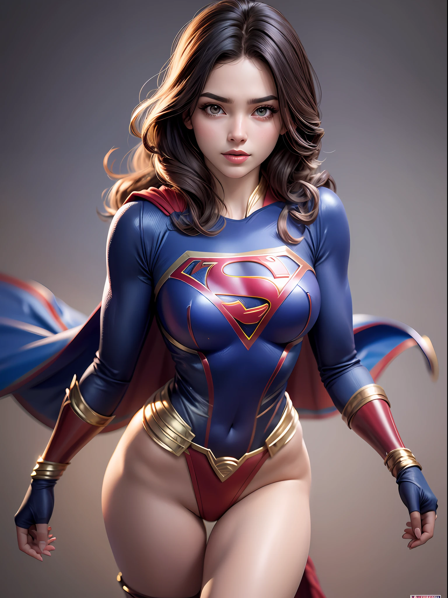 1sexy girl, vestindo traje de supergirl rasgado, voando, corpo firme, cabelos loiros, ela tem olhos azuis brilhantes, various sensual poses.
