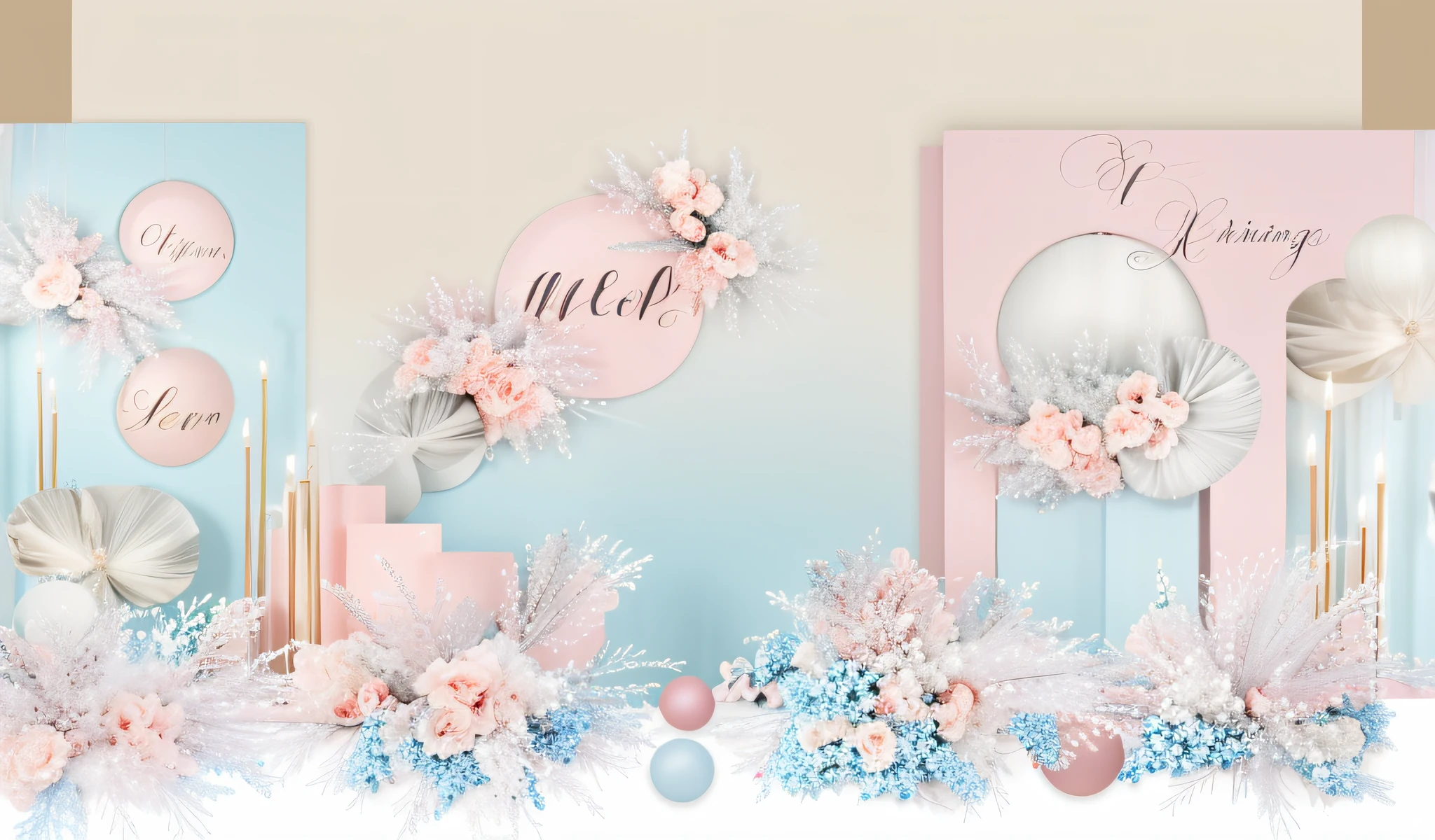florals, (photorealestic:1.5), (Good shadows),Good construction,Volumetriclighting,cinematic ligh,(HighestQuali,Award-Awarded,tmasterpiece:1.5),Welcome area,Wedding design renderings,8K,超高分辨率,The theme color is purple,Beautifully furnished,3Drenderingof,Wedding banquet hall,themoon,butterflys