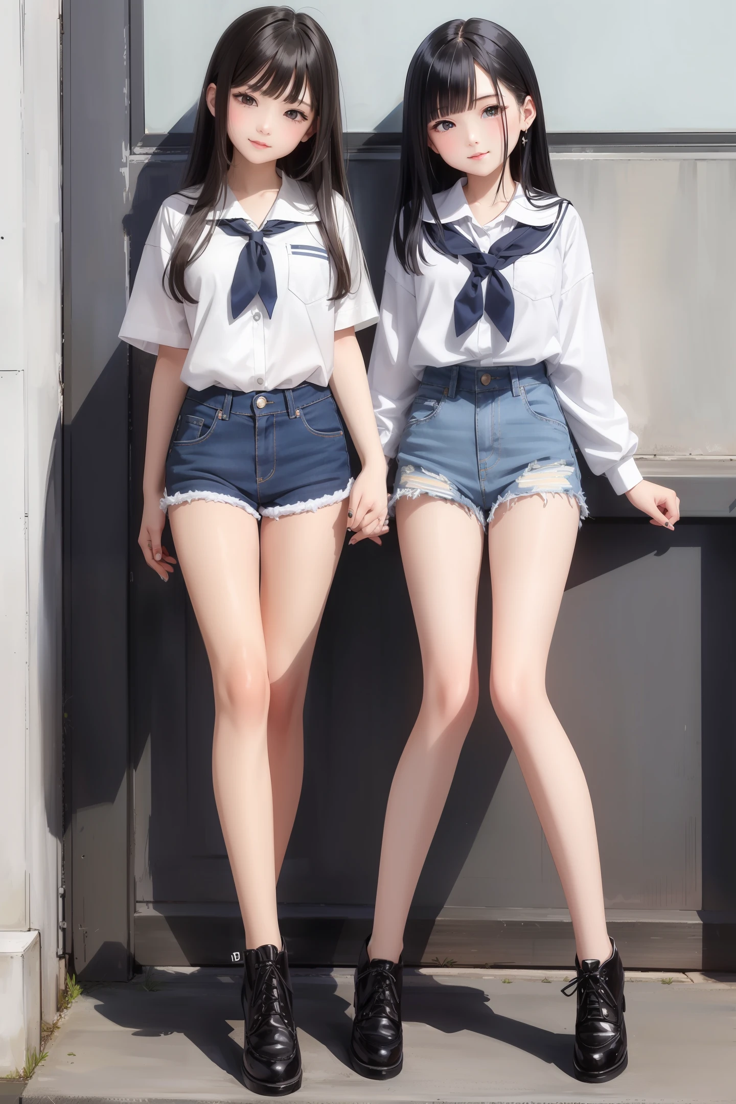 schoolgirls,Long legs,denim short,Long hair,hot girls,