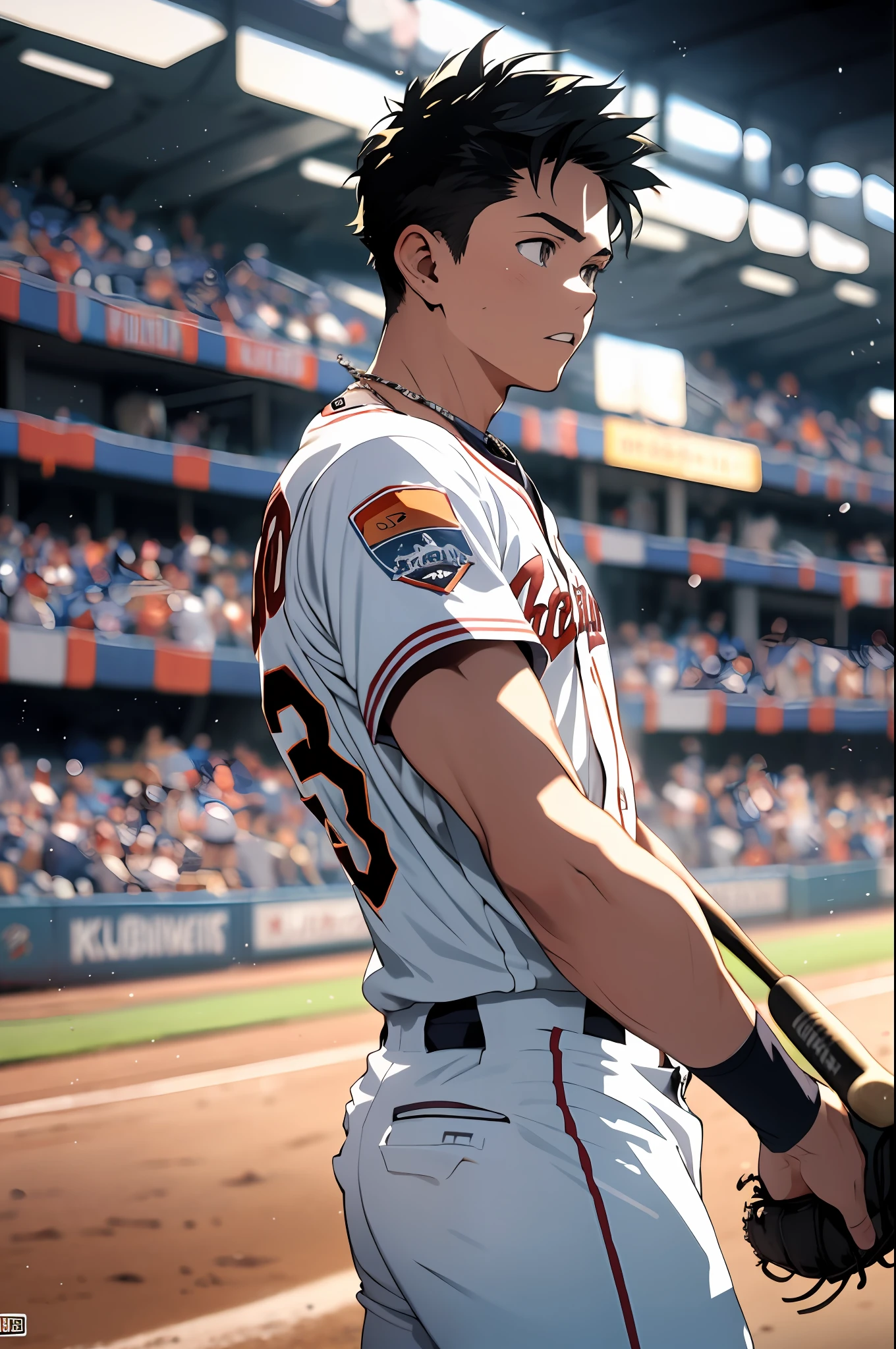 16 years old boy，Play baseball，Baseball players，Bowling players，baseball stadium,Intense exercise，The background is blurred out，No clothes on，Pastel tones，Abs，Acts of pursuing pleasure，，8K,Cinematic lighting effects，Textured skin，best qualtiy，Storytelling images，Storytelling images，dynamic blur，actionpose