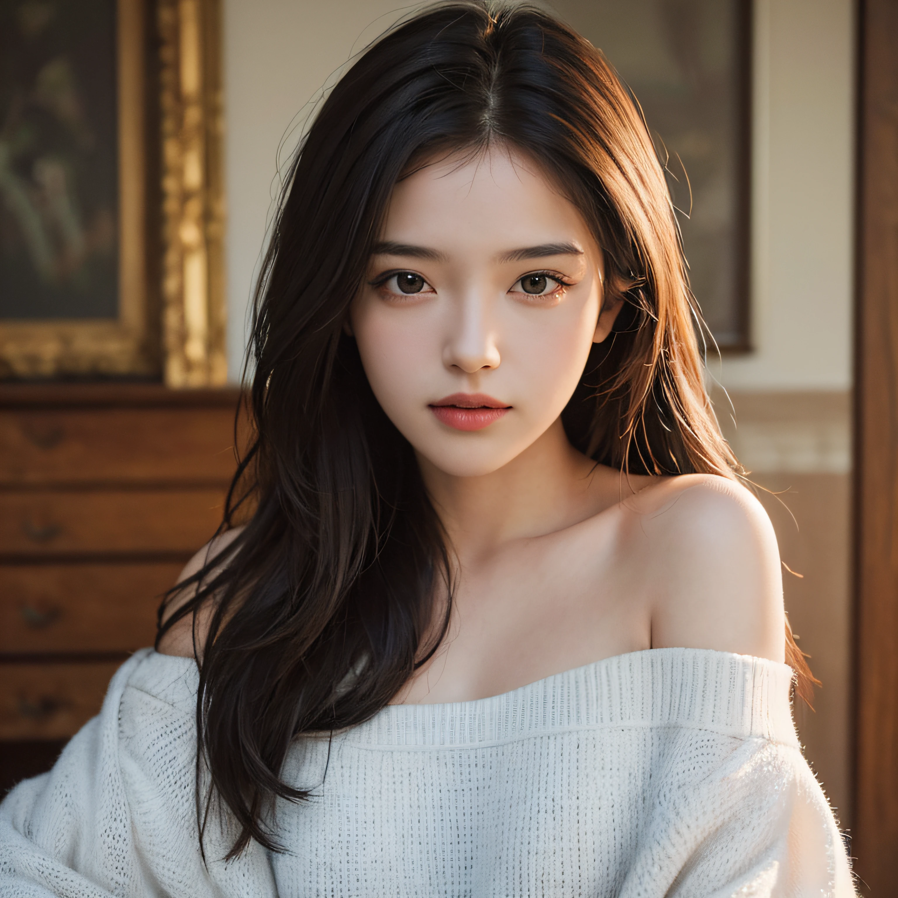 Best quality, masterpiece, ultra high res, (photorealistic:1.4), raw photo, 1girl, off shoulder --auto
