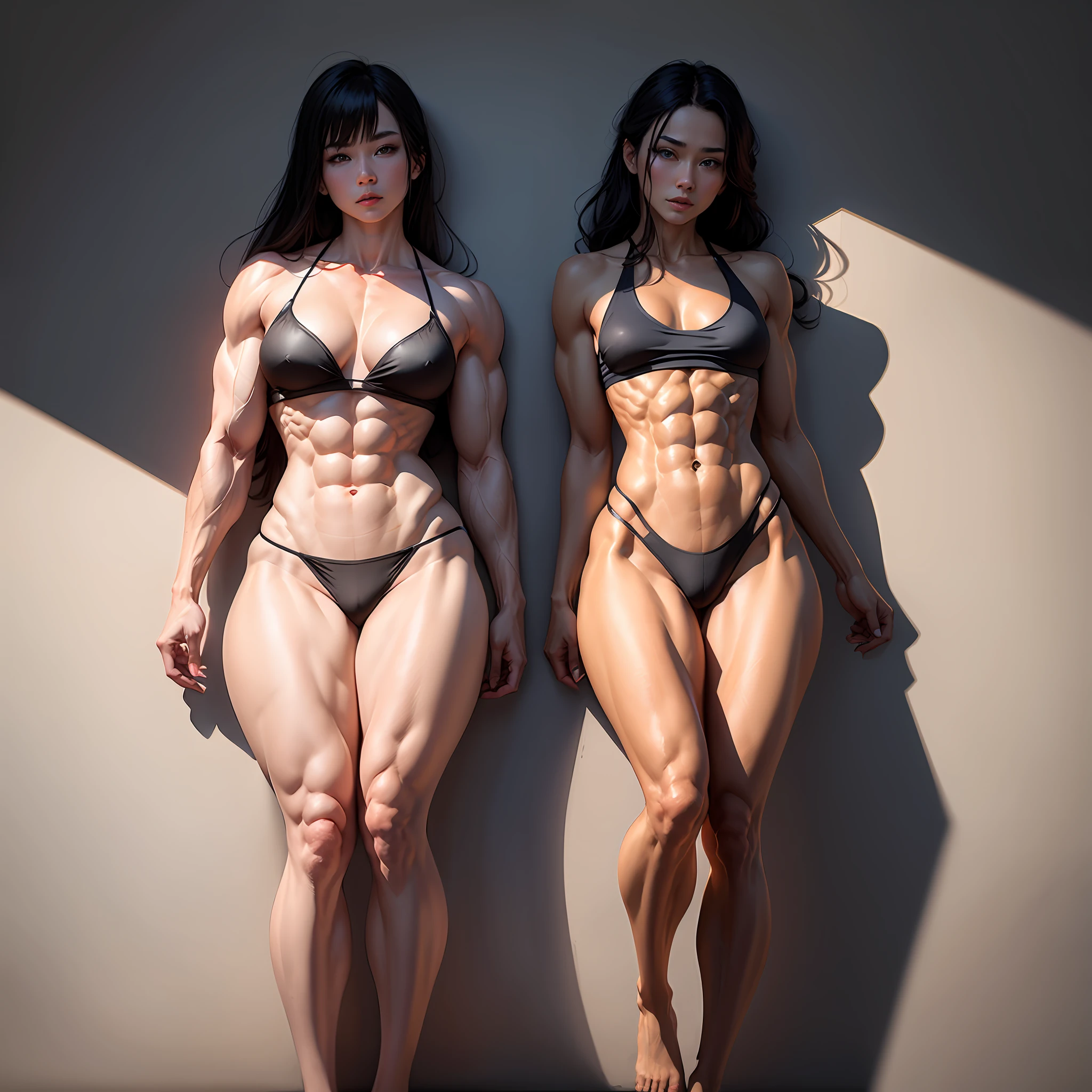 Black silk long legs，Abdominal muscle lines，Female pervert，The abdominal muscles are severely uneven，Abs woman，Muscles are strong and developed，Sweet and cute ，Eight-pack abs woman，超高分辨率。 --auto