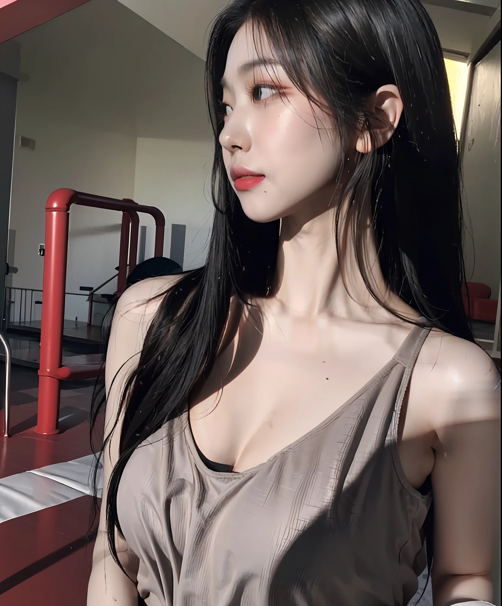 best qualtiy,tmasterpiece,超高分辨率,(fidelity:1.9),RAW photogr,2girl,cropped shoulders,Close-up,Asian people,outside,playground,cinmatic lighting