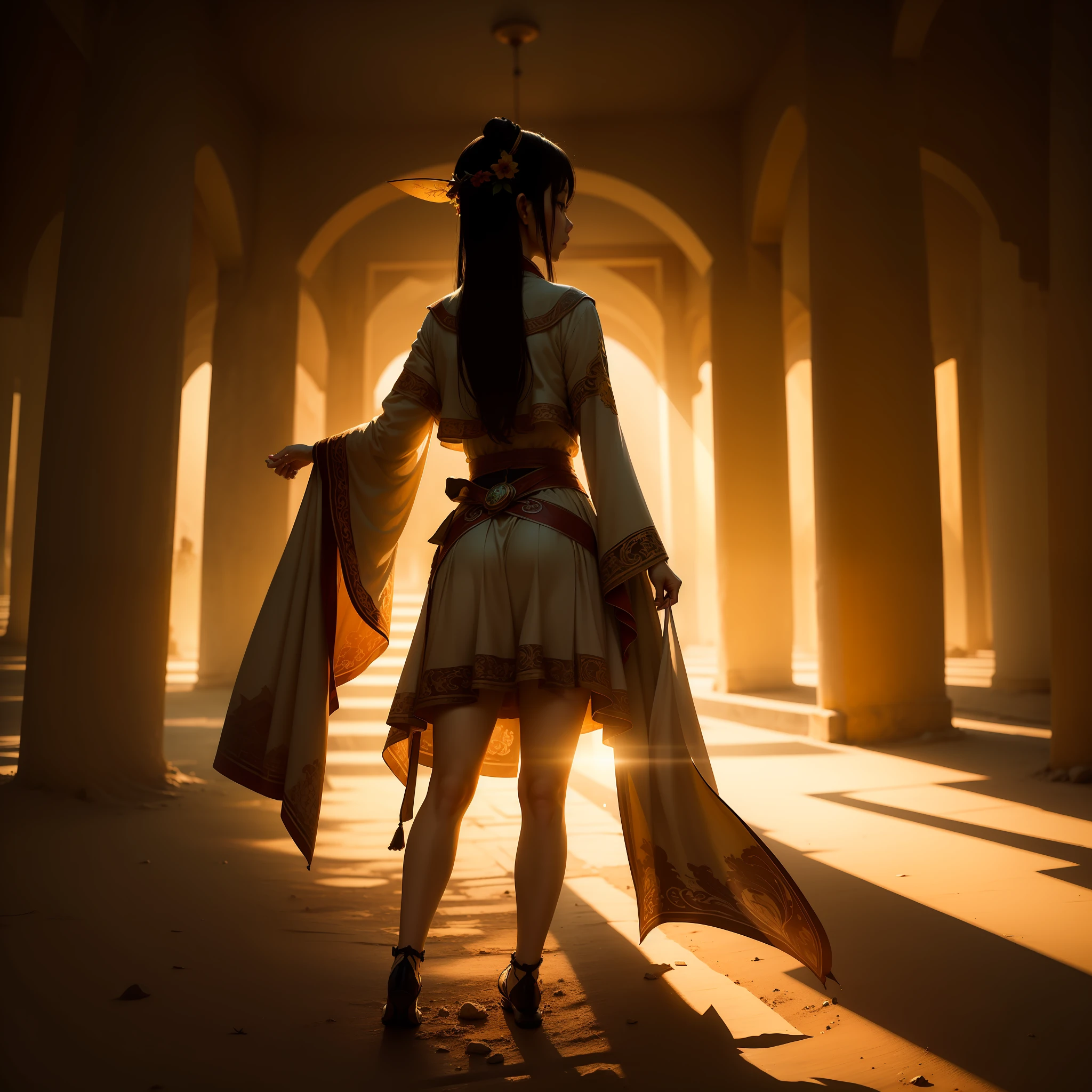 Dunhuang flying fairies,Ultra-clear resolution。Light and shadow warm colors,Cinematic texture。 --auto