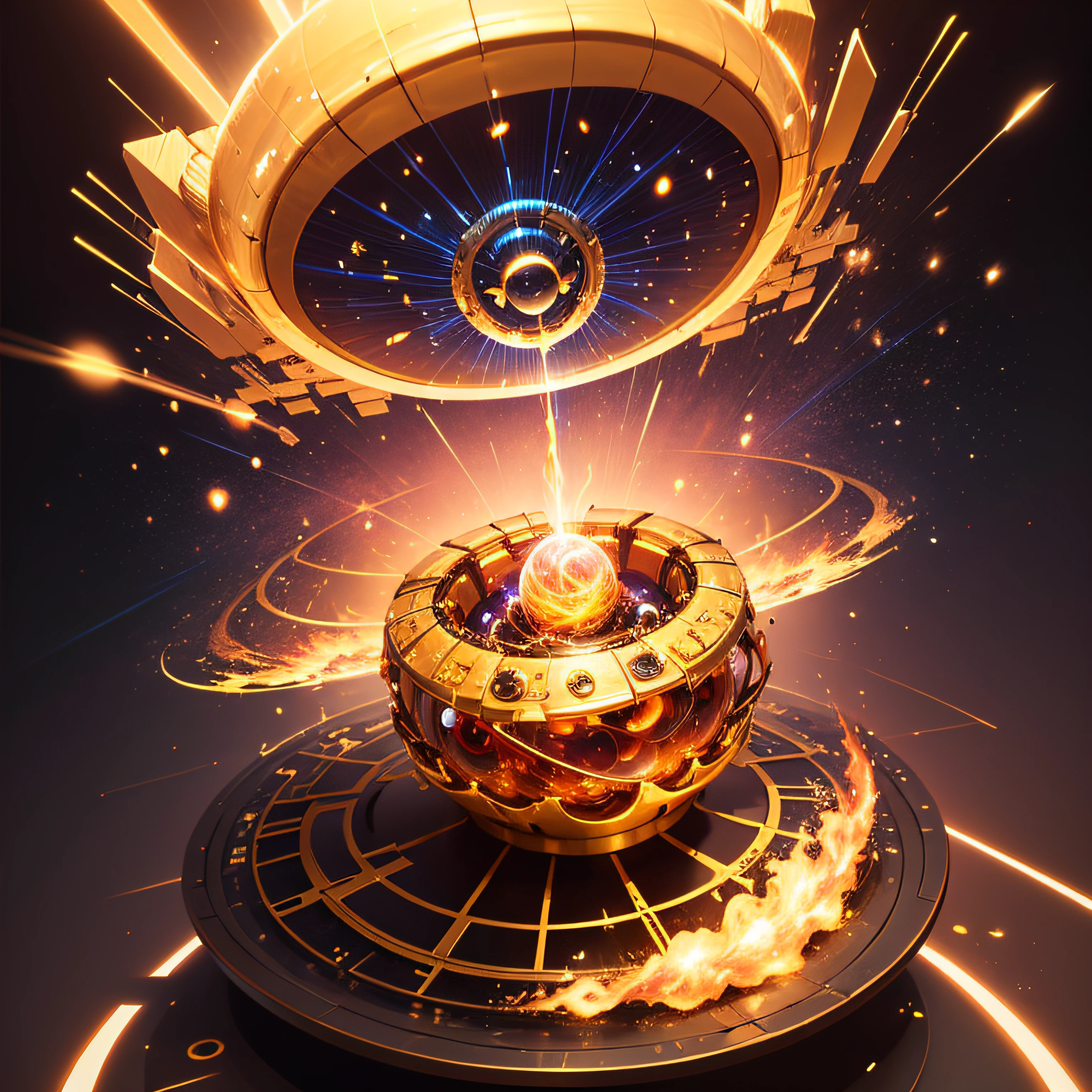 put a torus fiel, particle, atom, source of creation, gold --auto