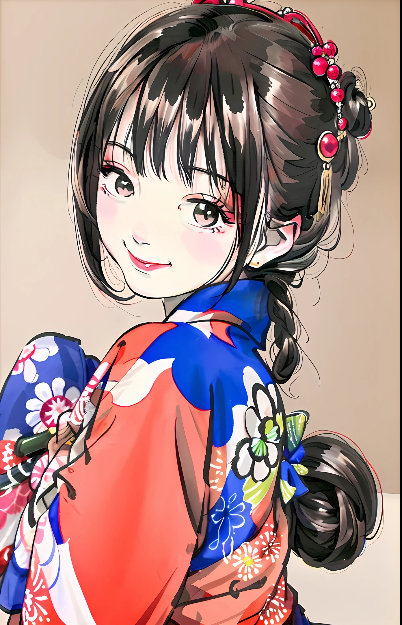 masterpiece, highres, best quality, 1girl solo, kamisato_ayaka, smile, kimono