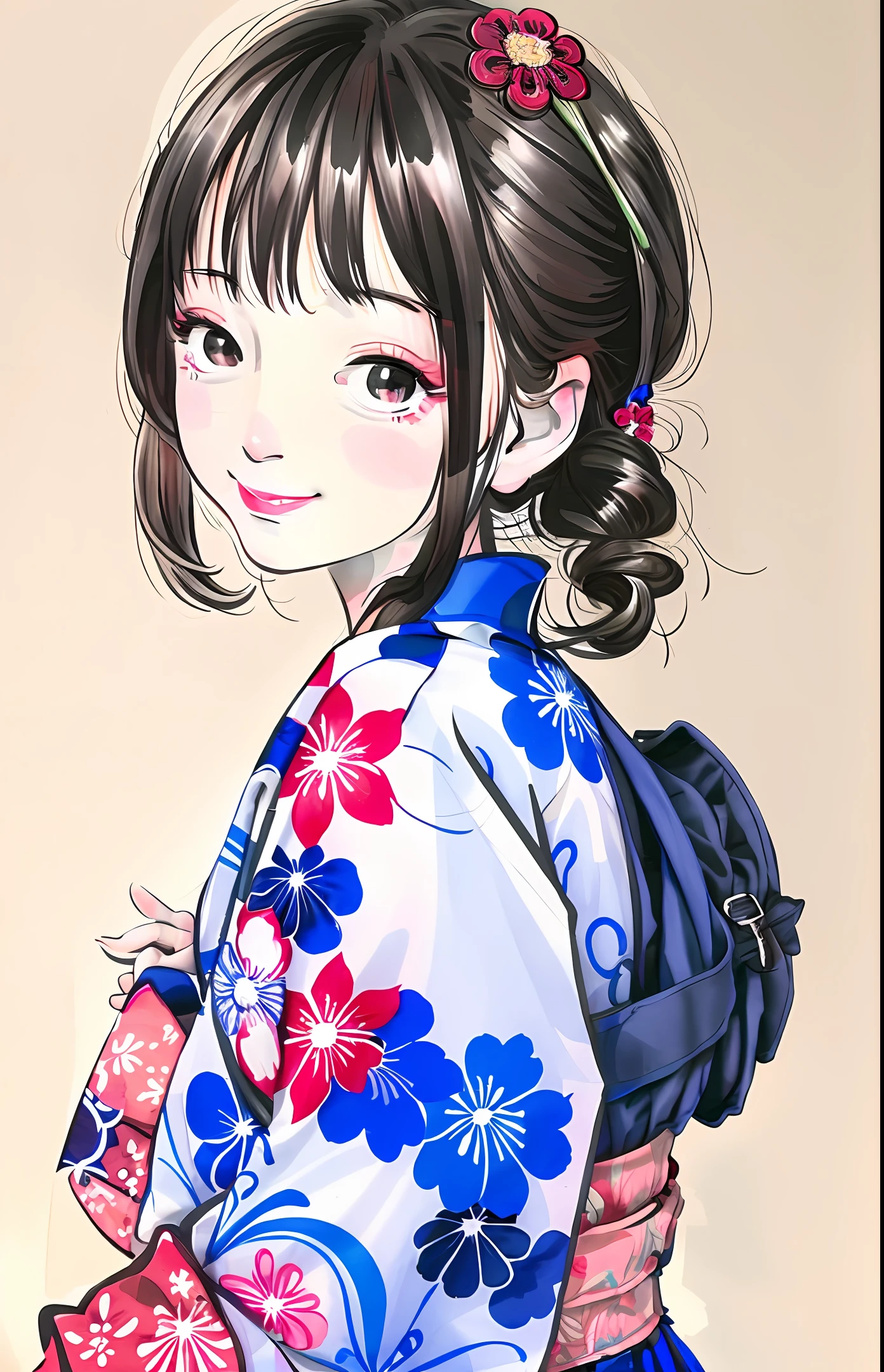 masterpiece, highres, best quality, 1girl solo, kamisato_ayaka, smile, kimono