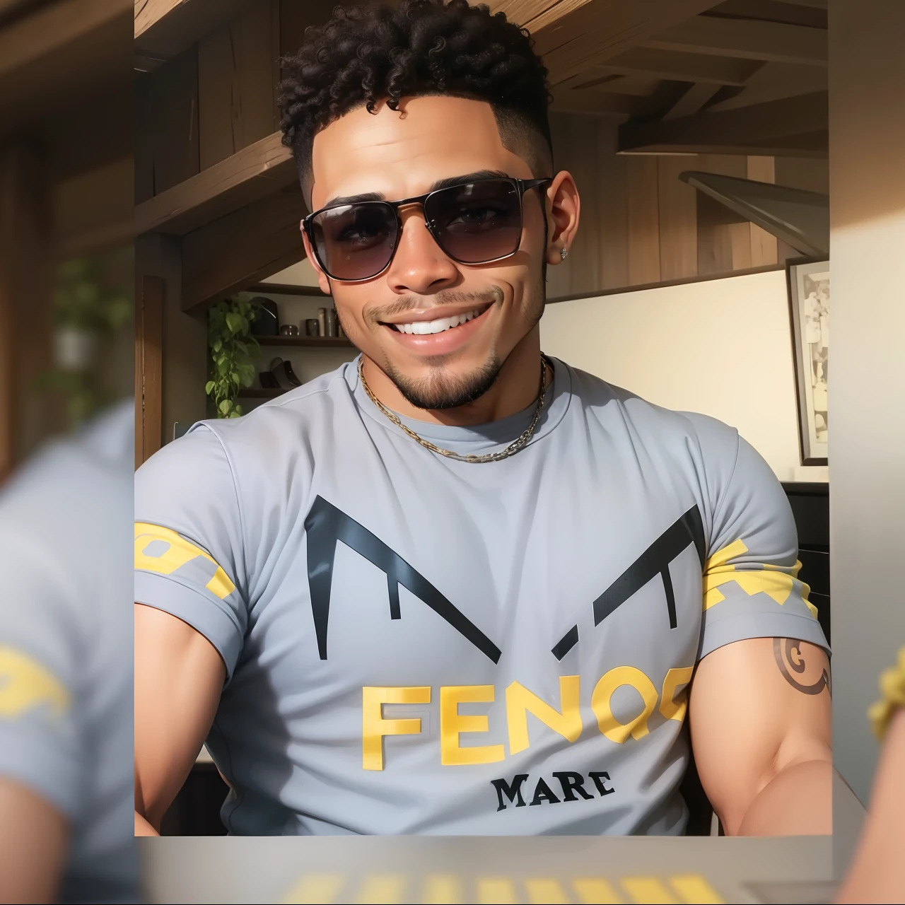 30-year-old man, mulatto skin color, with a beautiful smile --auto