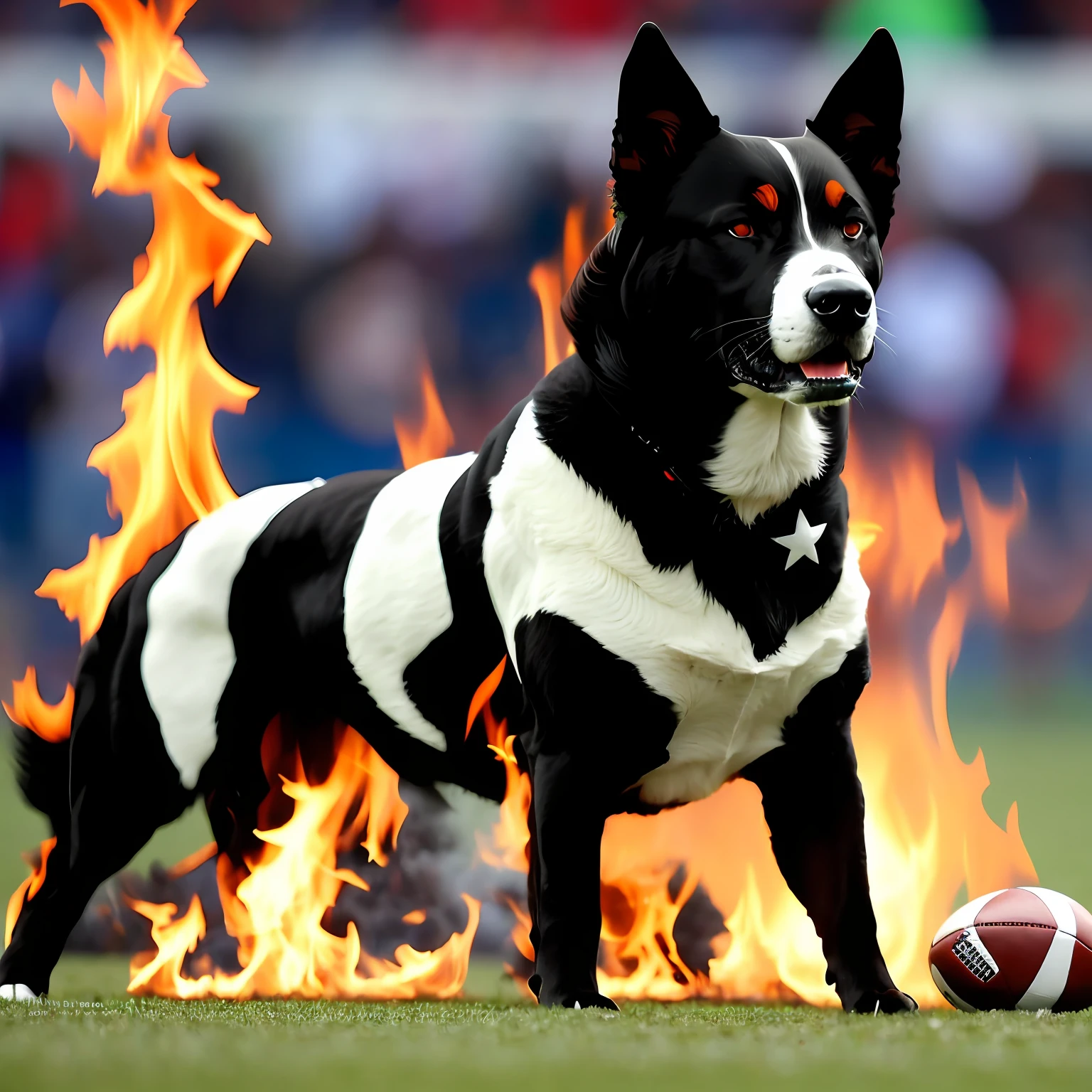football game botafogo lone star dog black and white celebration Fire in the air --auto