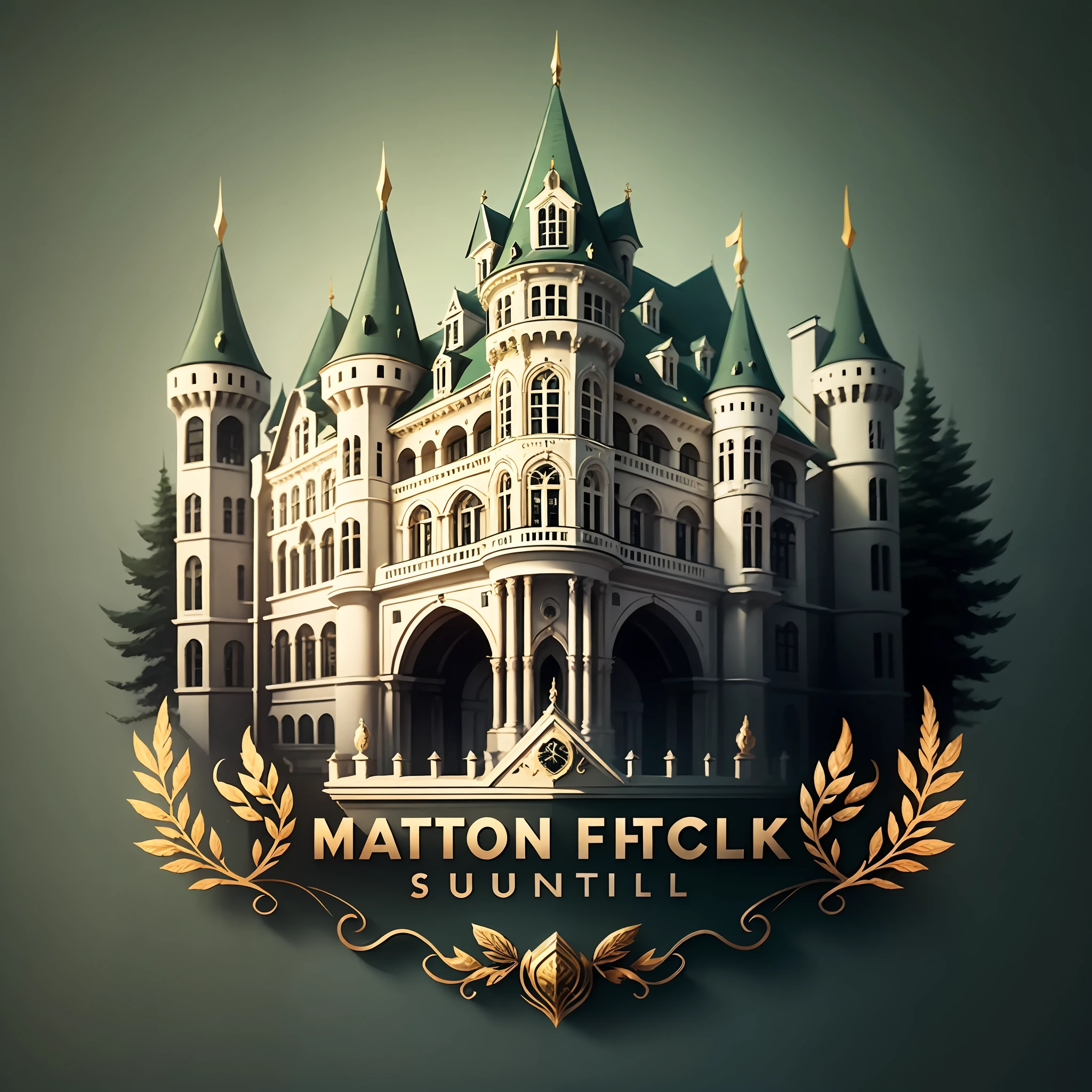 A logo，German castles，manor，magnifica，shock，Unique architectural feel，Famous designer