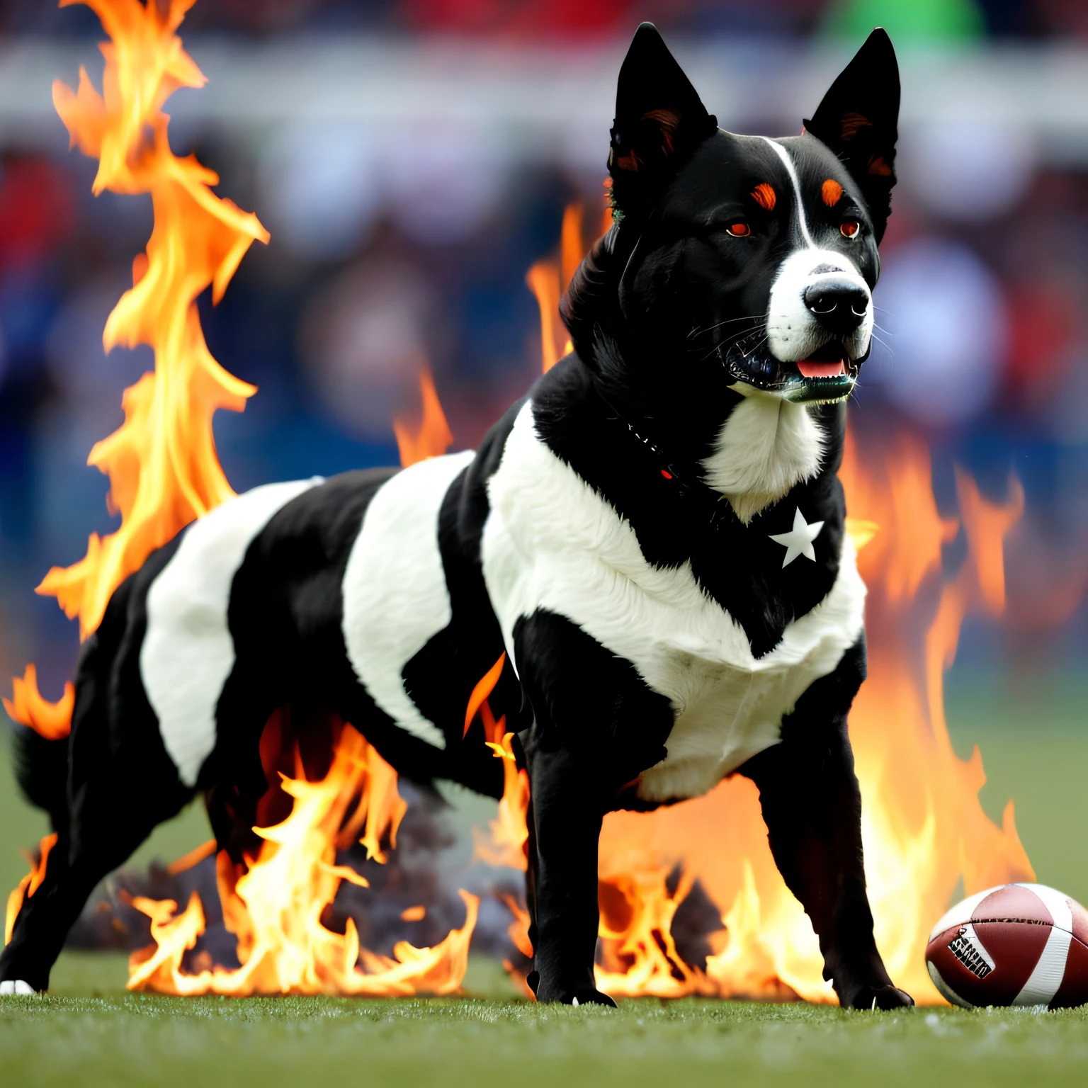 football game botafogo lone star dog black and white celebration Fire in the air --auto