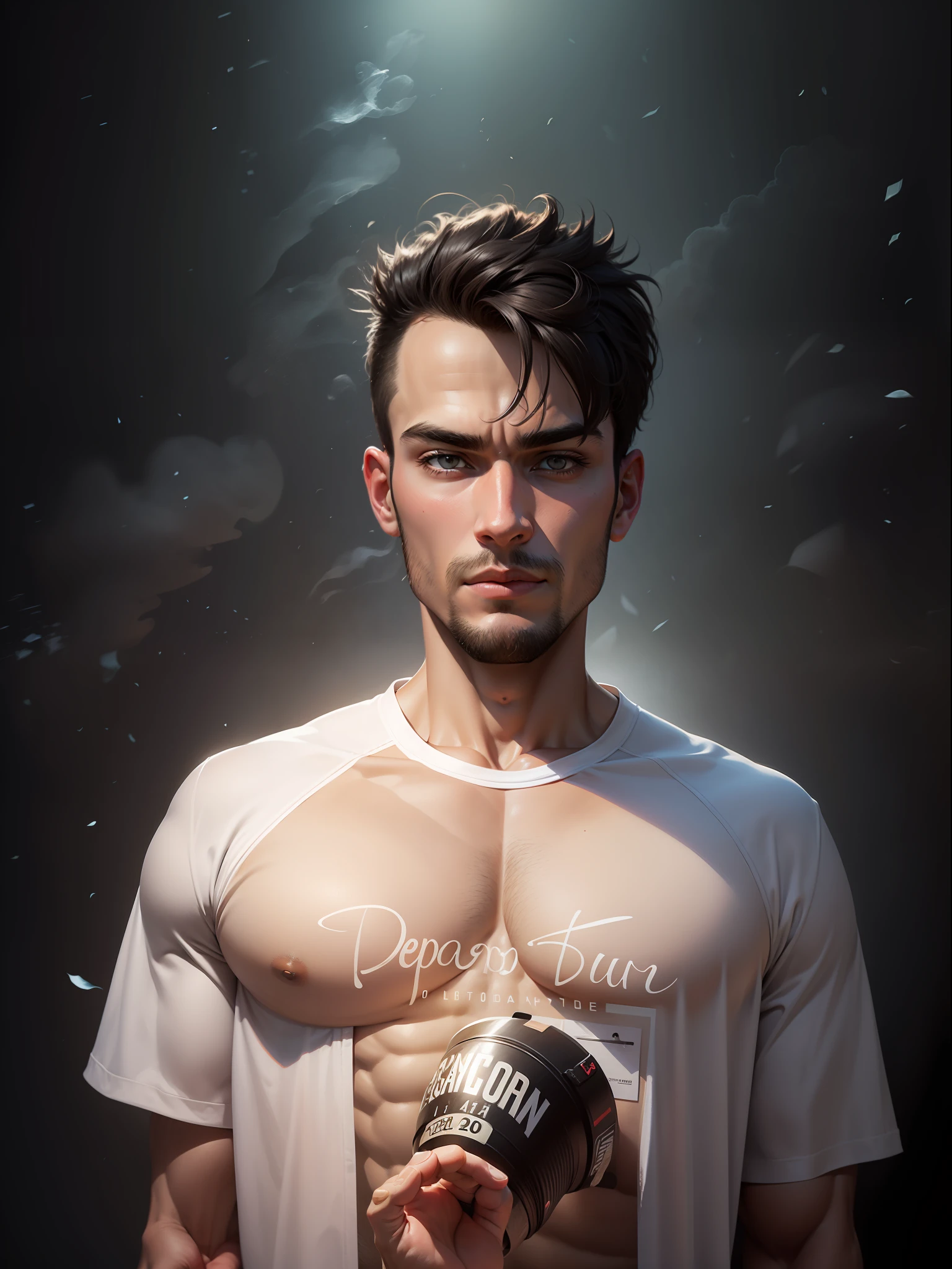 Change background handsome realistic body builder show full body and six pack and hand leg