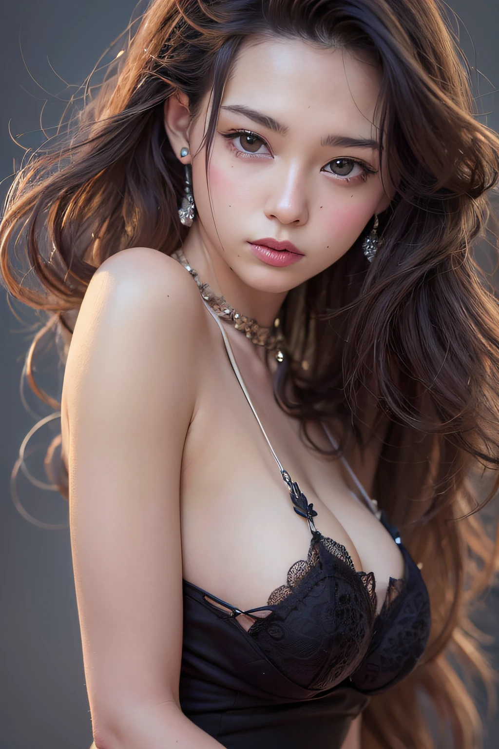 (Raw photography、top-quality)、(realisitic、Photorealsitic:1.3)、masterpiece、extremely delicate and beautiful、A highly detailed、nffsw、Unity、8K、astonishing、Detailed detail、ultra-detailliert、hight resolution、absurderes、Soft light、(A dark-haired、short-hair、bangss)、Detailed beautiful girl、Detailed finger、extremely detailed eye and face、beautiful detailed nose、beatiful detailed eyes、(Light on the Face)、looking at viewert、(Closed)Bocchi:1.2)、1人、kawaii、年轻、adultlike face、de pele branca、(A half body:1.3、Seats)、(middlebreasts)、Lifelike face、Realistic body、beautiful thigh、(ulzzang -6500-v1.1: 0.6)、Black shirt、(half laugh:1.3)