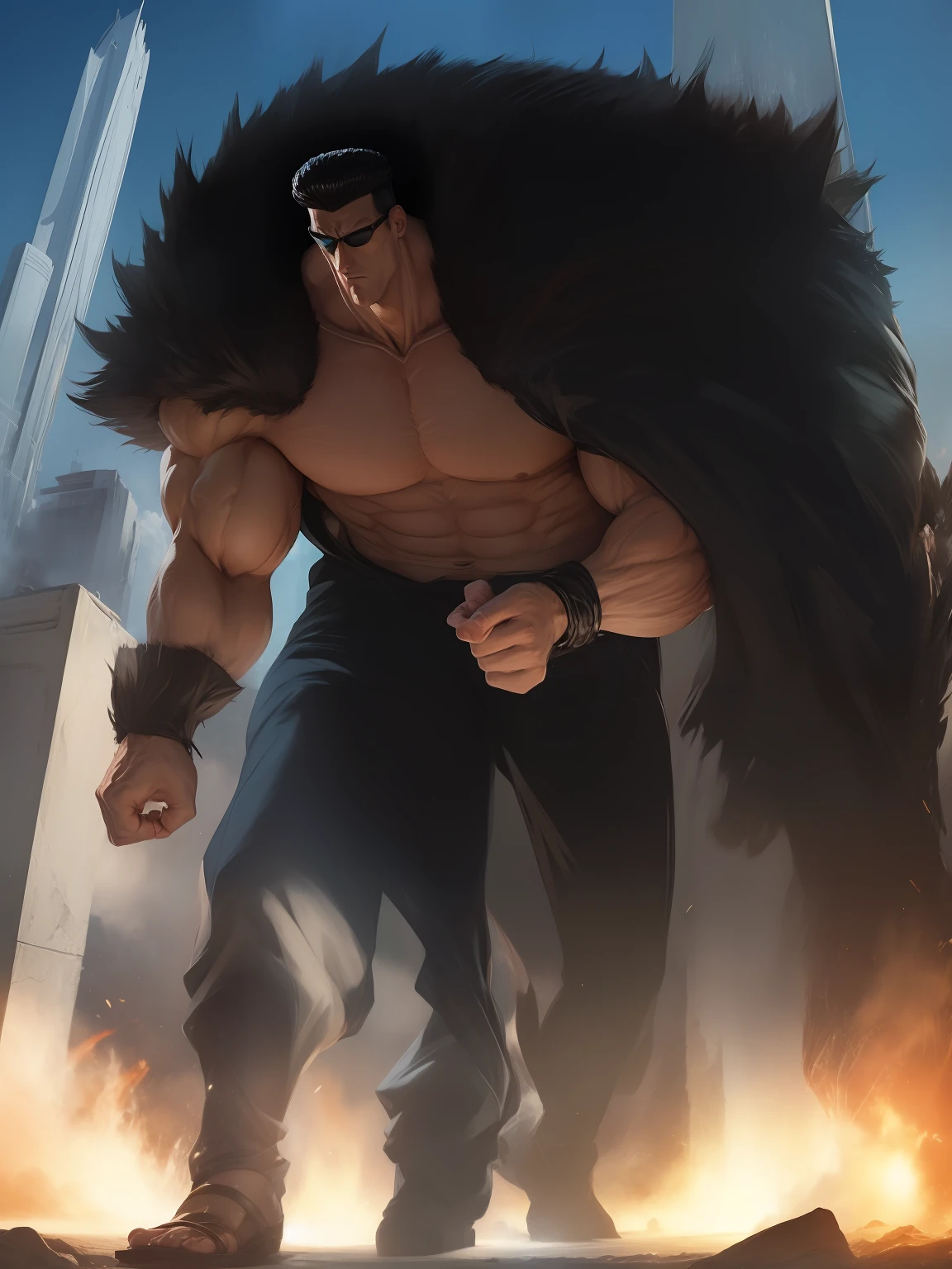 Toguro, Baixo duro russo, Adidas, Adidas russo hard baixo ruim , cya blat | |, estilo anime, anime, sentimento de grandesa, gigante, musculos saltando, grandesa , cenario cidade espiritual