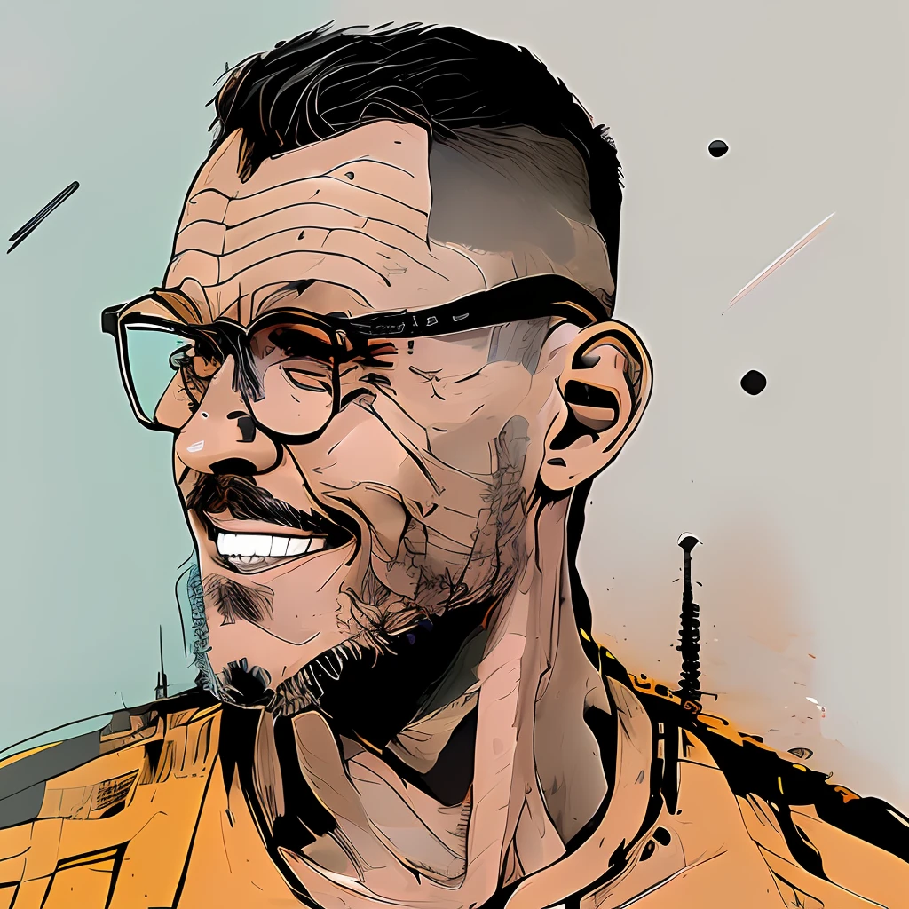 nvinkpunk, (((homem de oculos de meia-idade))), obra-prima, melhor qualidade, ((rosto detalhado)), ((premiado)), (Alto detalhe), clear, 8k, trending on ArtStation, complexo