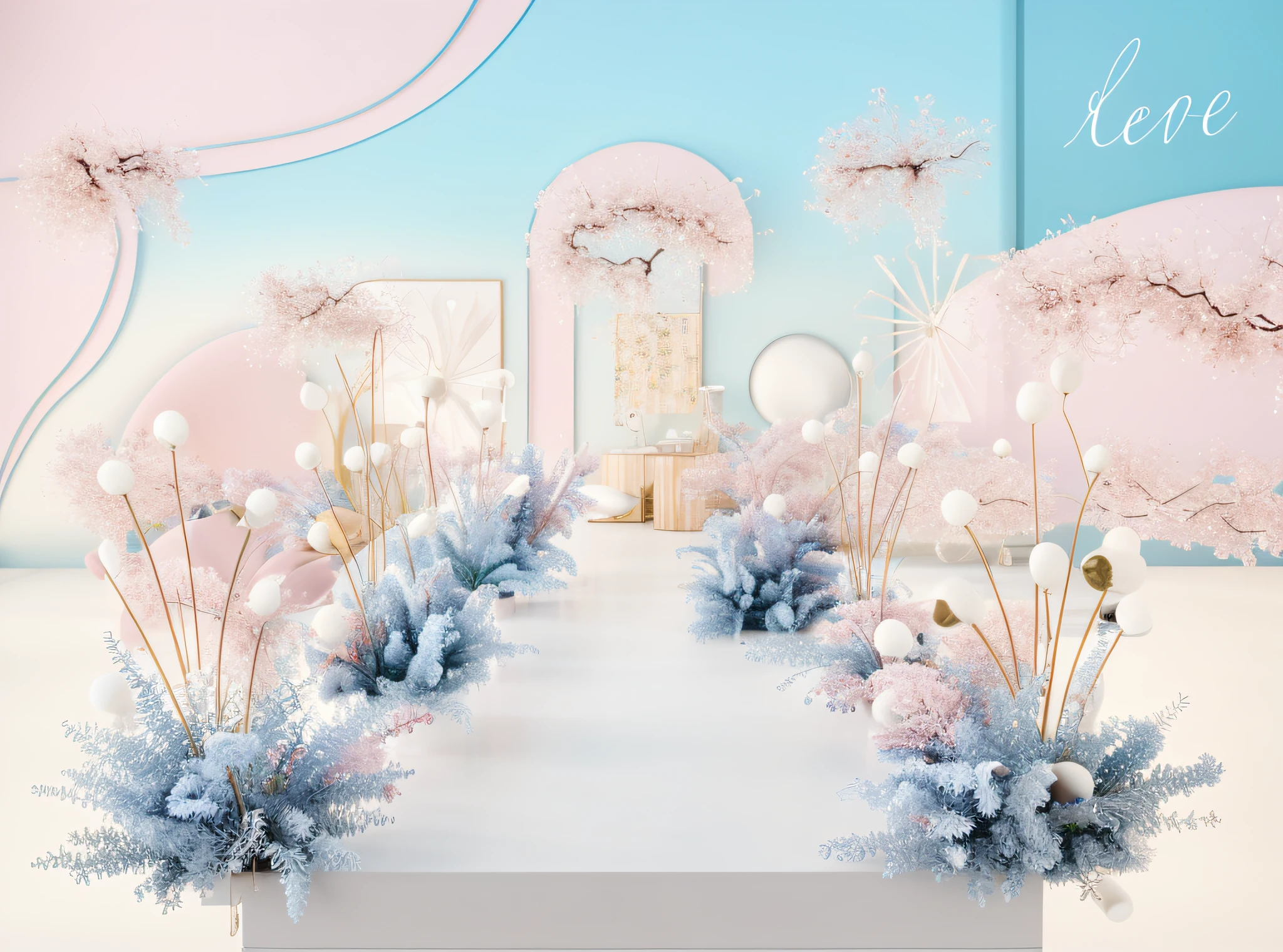 florals, (photorealestic:1.5), (Good shadows),Good construction,Volumetriclighting,cinematic ligh,(HighestQuali,Award-Awarded,tmasterpiece:1.5),chies,Wedding Hall,Wedding design renderings,Clearer,8K,超高分辨率,Beautifully furnished,3Drenderingof,Wedding banquet hall,solid,depth of fields