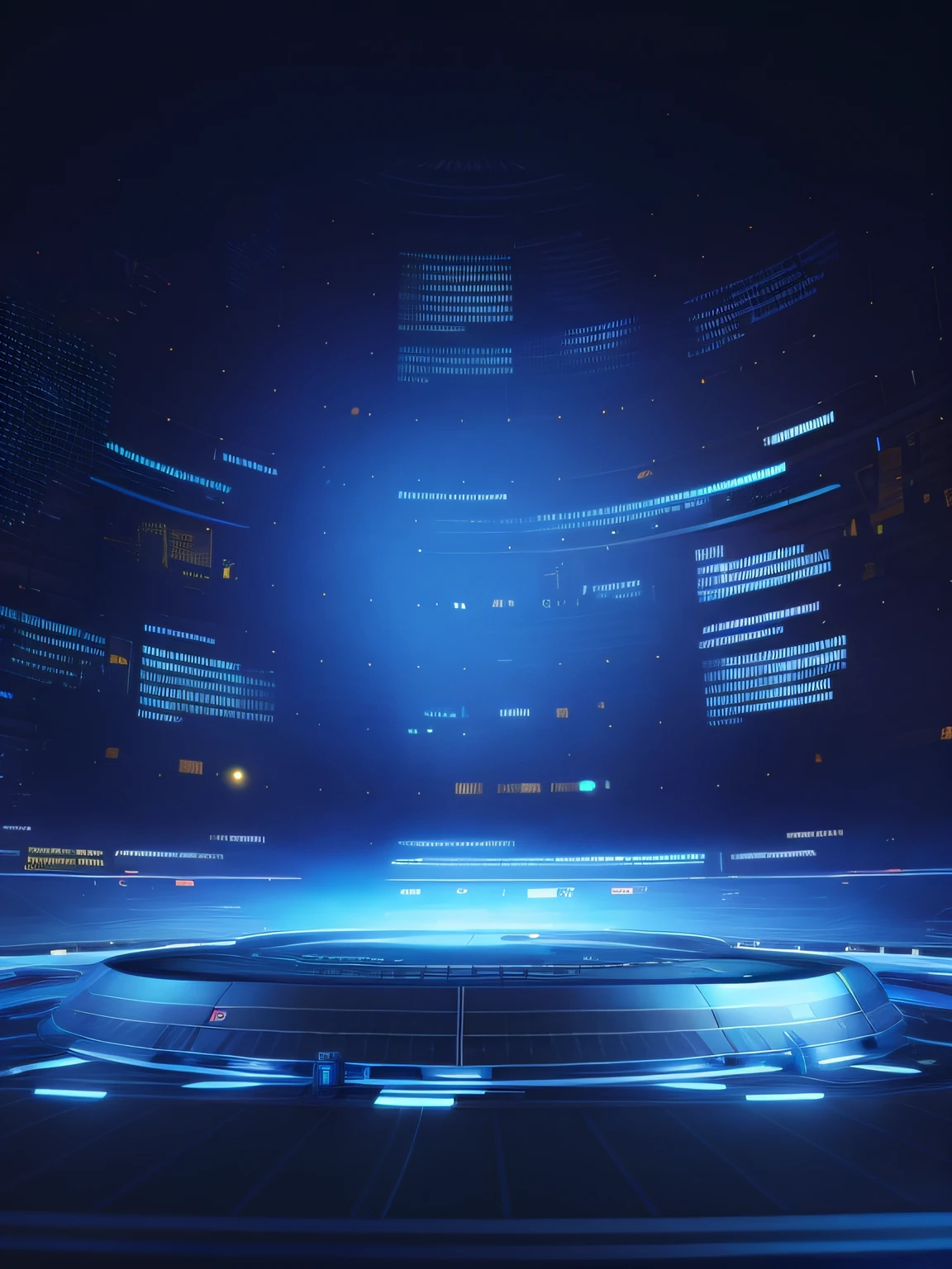 Close-up of futuristic futuristic city with circular lights, futuristic sport arena, in a futuristic arena, futuristic room background, Futuristic setting, 3 d render of a scifi spaceport, futuristic space port, arena background, futuristic base, fundo futurista, futuristic environment, futuristic space ship interrior, futuristic scientific laboratory, futuristic space station, futuristic laboratory