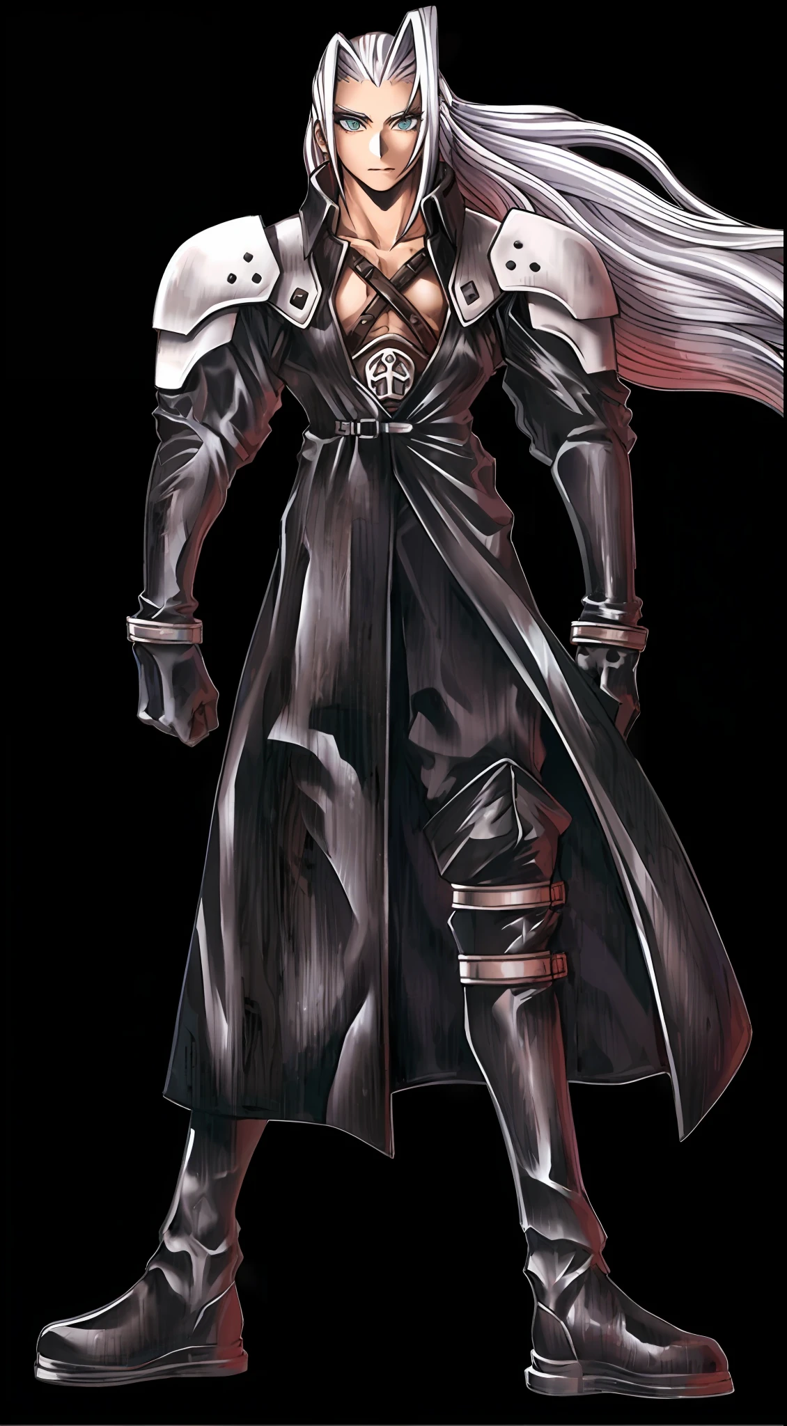 (Masterpiece : 1,8), 64k quality, final fantasy artwork concept, detailed manga eyes, detailed hair, detailed clothes, detailed body, cleaner designs, detailed face pronounced, shiny objects like jewels, see creases on clothes, more coherent clothing, more rounded eyes transparent liquid globular, more colors, more coherent clothing , correct the features of the clothes, better eyes contour, better shoulders, really colorful, coarser line, black line, finishing . (coarser line) (black line) (homogeneous rendering: 1.3)