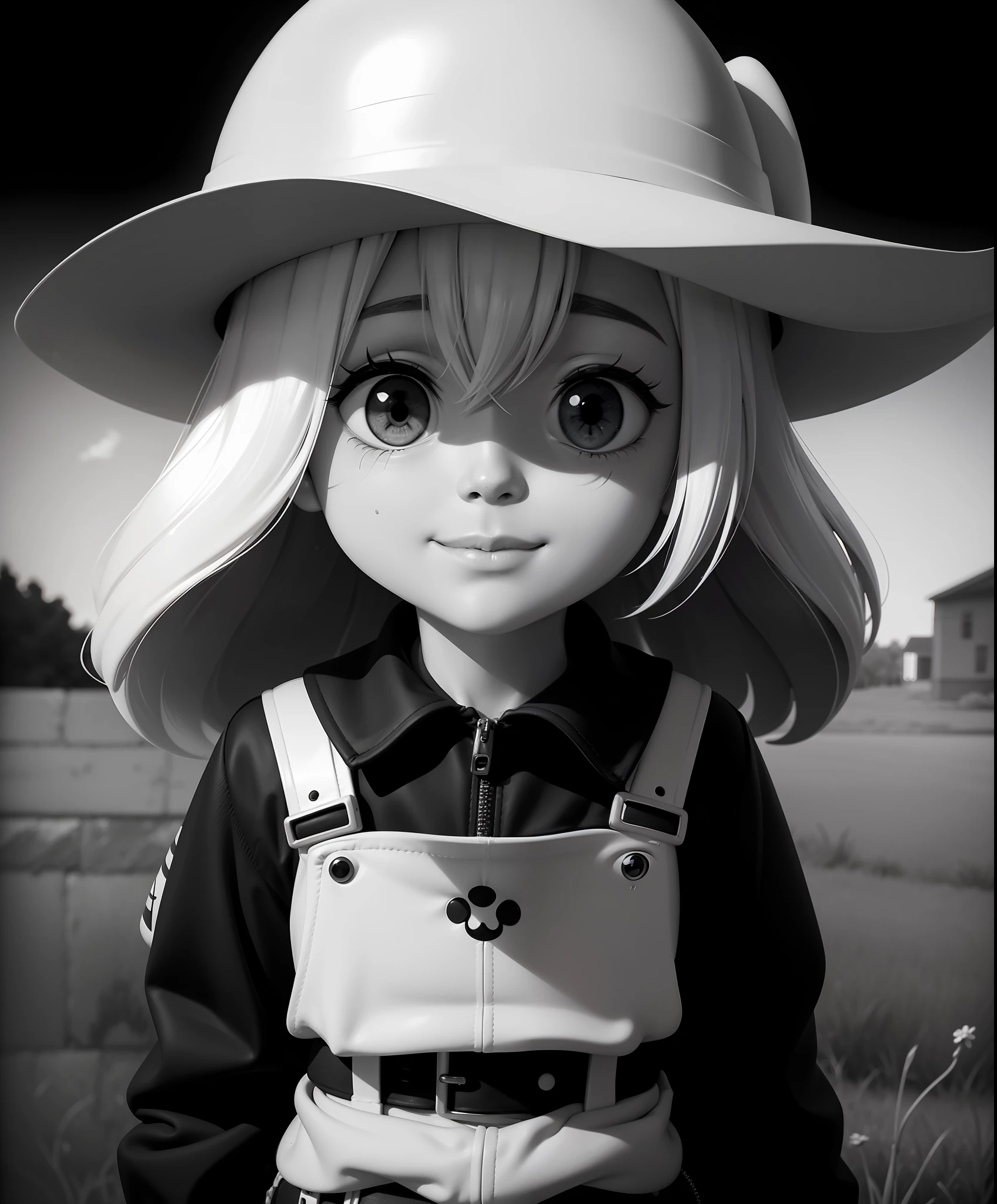 {shy face|curious face|happy face},
outdoors, (cartoon:1.2),
looking at viewer, cowboy shot, 
(masterpiece), (best quality),
({black|white|ivory|dark|light black} theme),