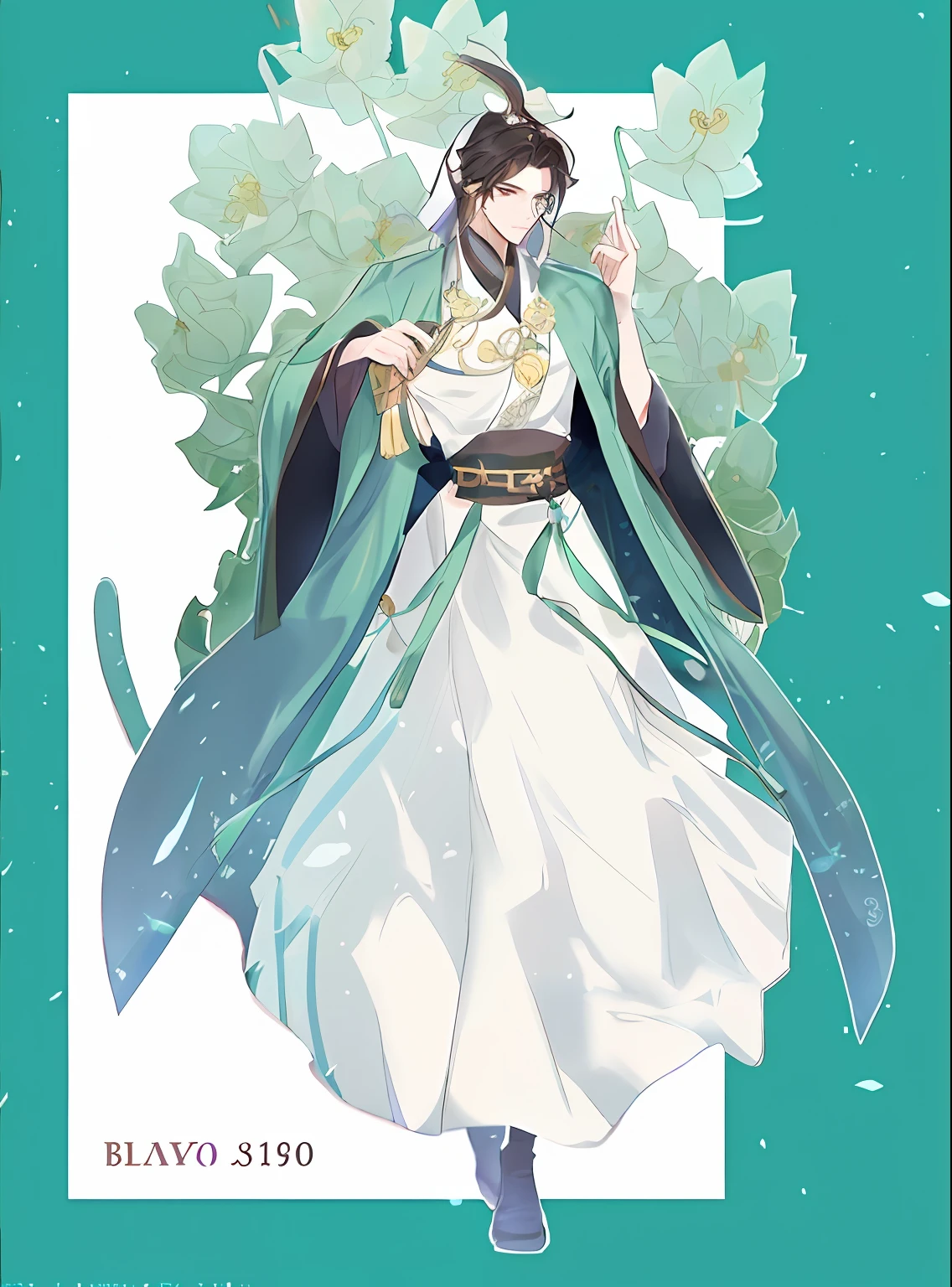 A close-up of a person in a dress and coat, handsome guy in demon killer art, flowing magical robe, Inspired by Bian Shoumin, White Hanfu, Delicate androgynous prince, Wearing ancient Chinese clothes, clothed in ancient suit, Inspired by Seki Dosheng, flowing hair and long robes, zhao yun, wearing a long flowing robe