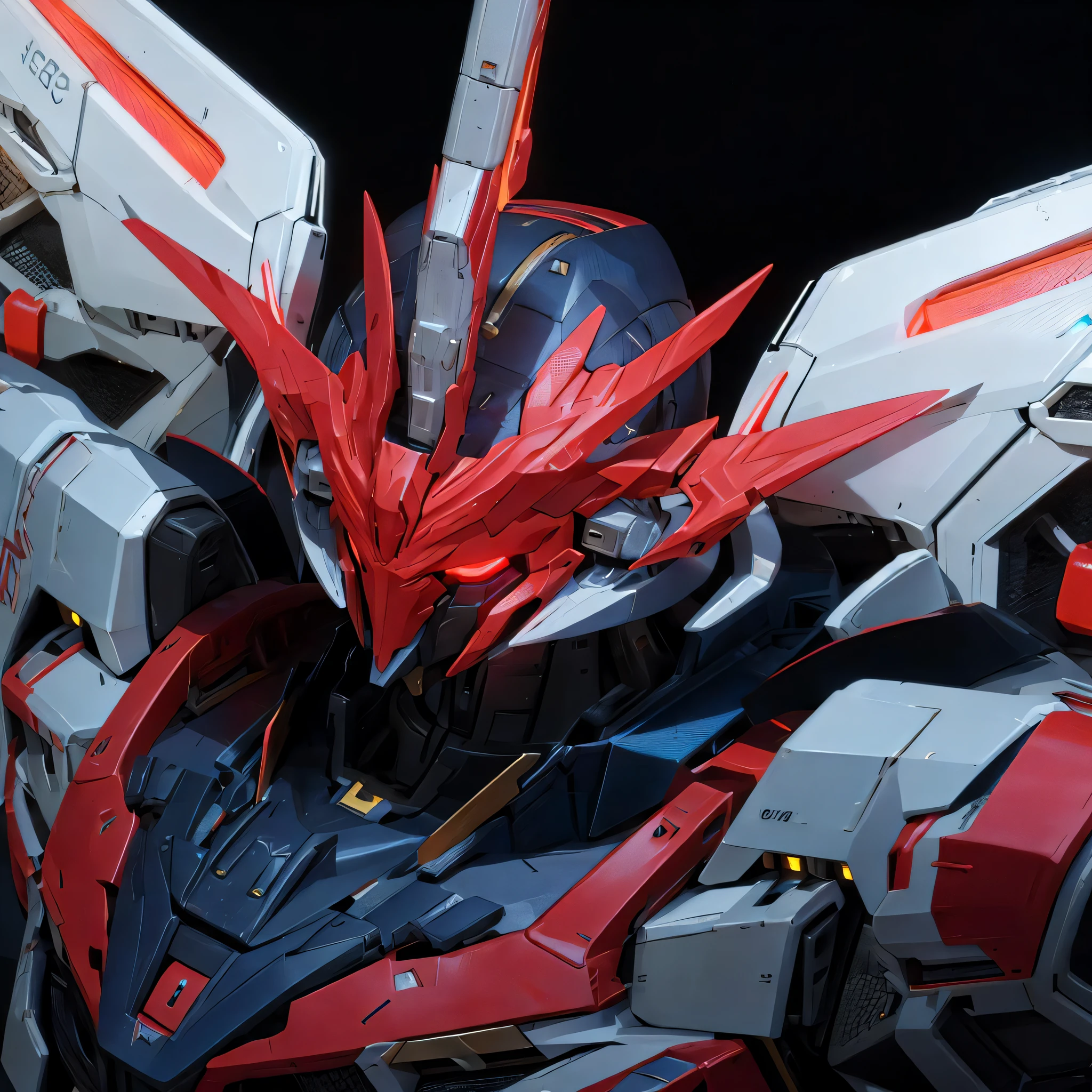 a robot,red eyes,black theme,glowing eyes,solo, outer Space,portrait
best quality, highly detailed, ultra-detailed, masterpiece, 8k wallpaper, bad anatomy,  highres, super fine illustration, game cg,  (blacklight:1), command spell,,mechanical parts, robot joints, headgear,full armor, mecha,mask
