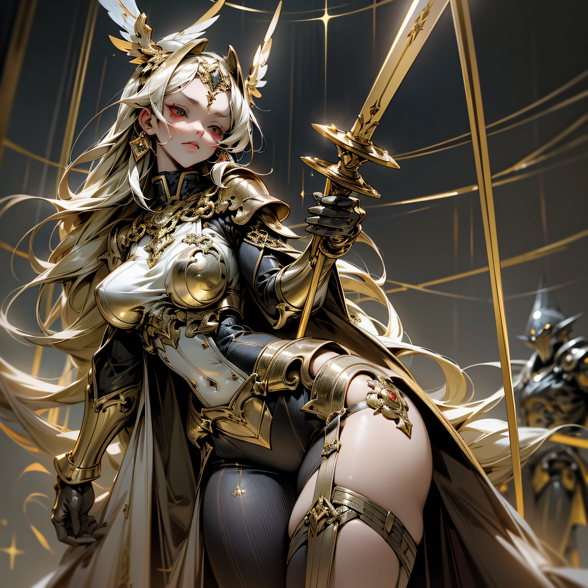 holding a scalibur sword, UHD, masterpiece, super detail, high details, high quality, best quality, highres, 8k --auto