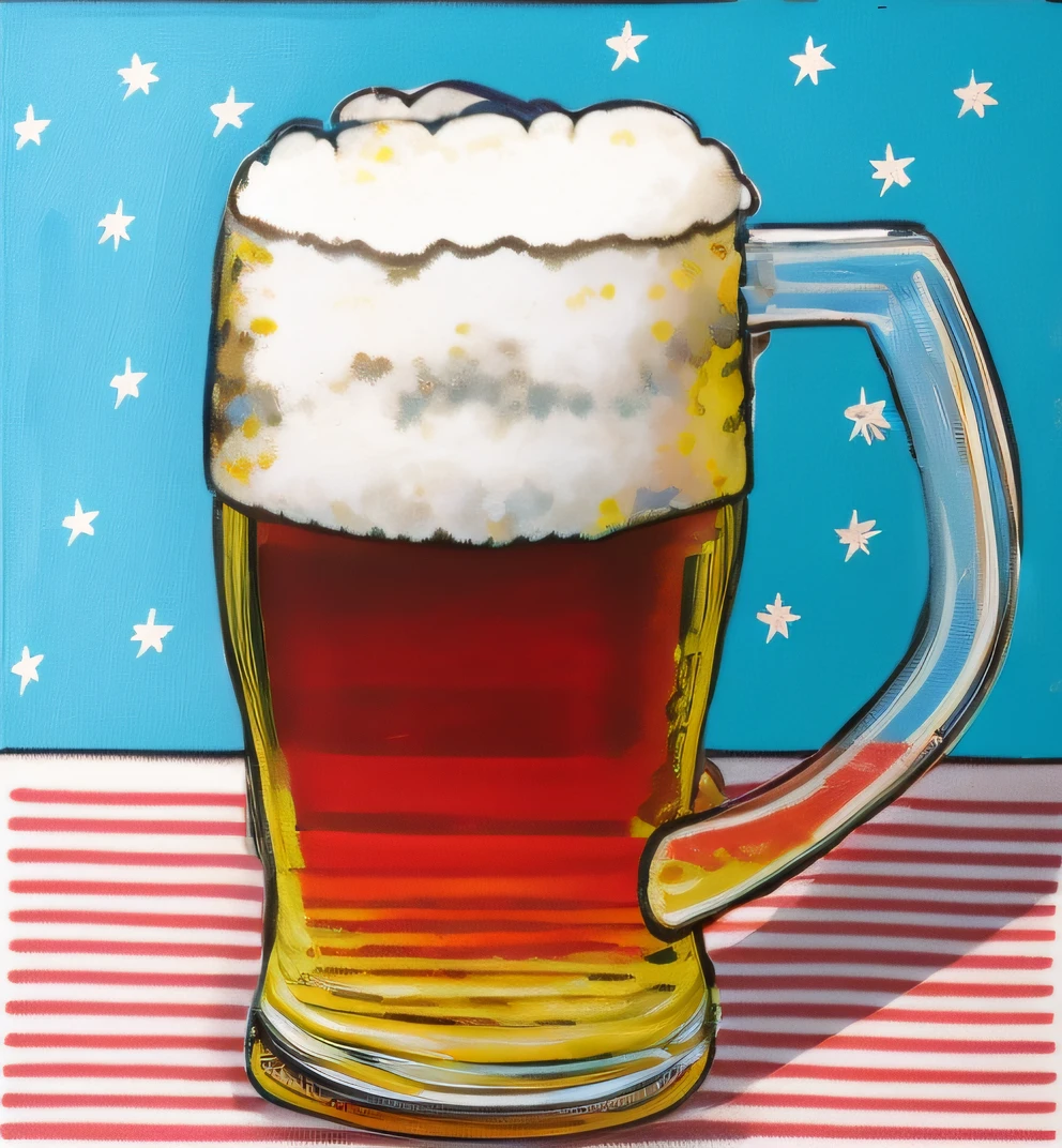 ★and blue tablecloth, beer, stylized digital illustration, 4th of july, ( Art Fitzpatrick ), full color digital illustration, 4th of july, Mike Biarek, American velvet painting, beer logo, full color illustration, God bless America,