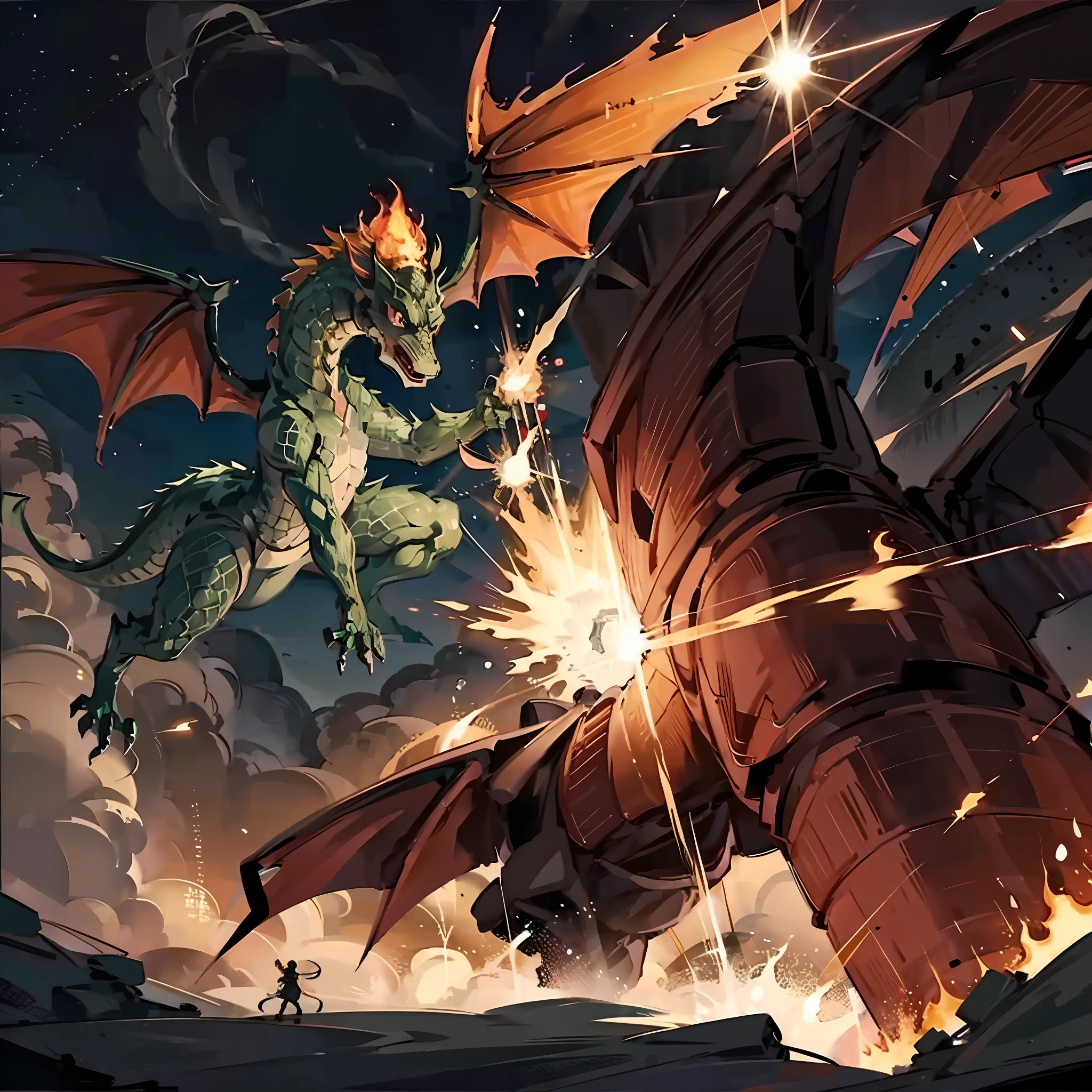 Dragon in fire while flying
