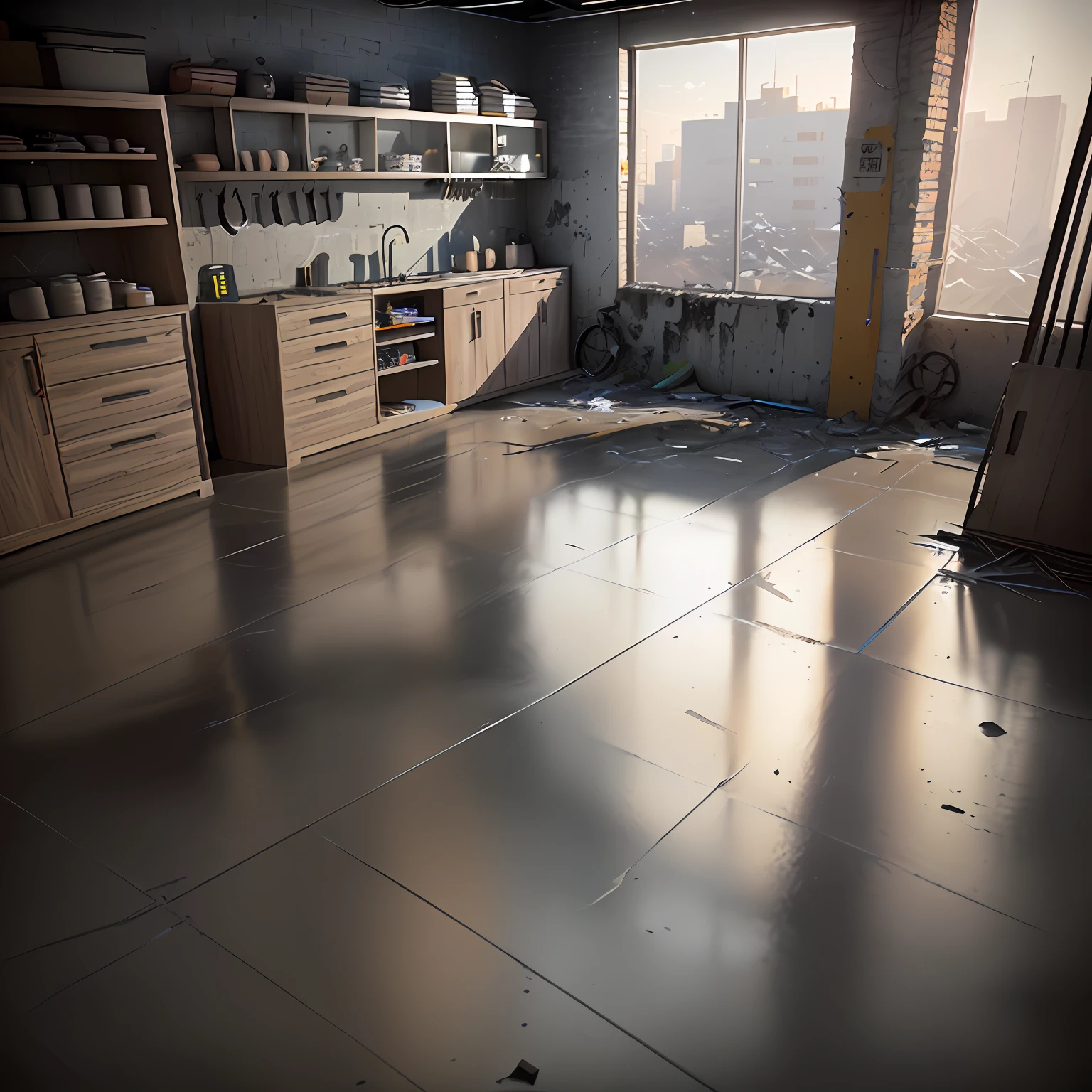 This should be a ward,Crisp white metal walls,White metal floor,Crisp white ceiling。